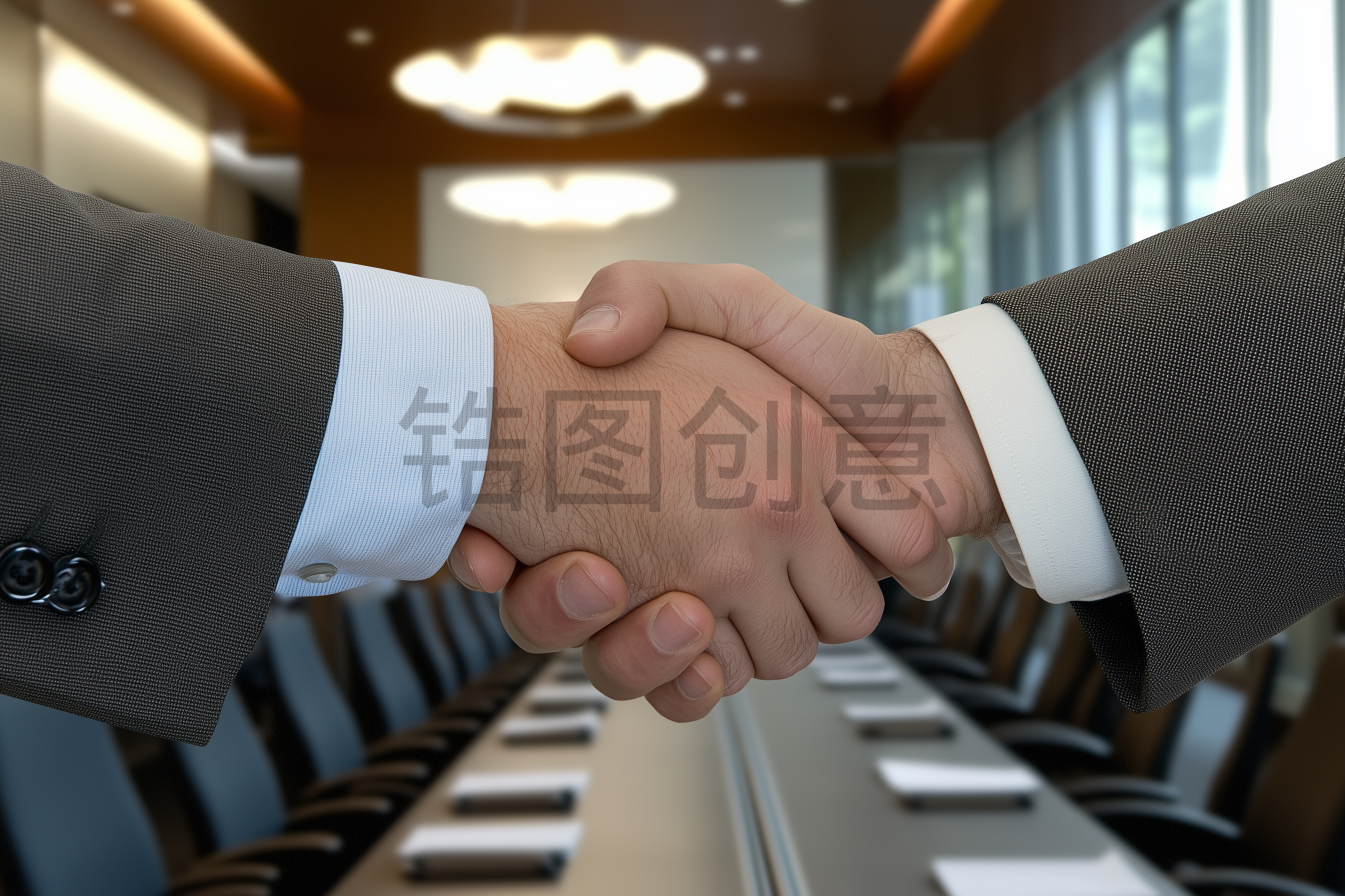 定设网-商务人士握手合作企业交流场景