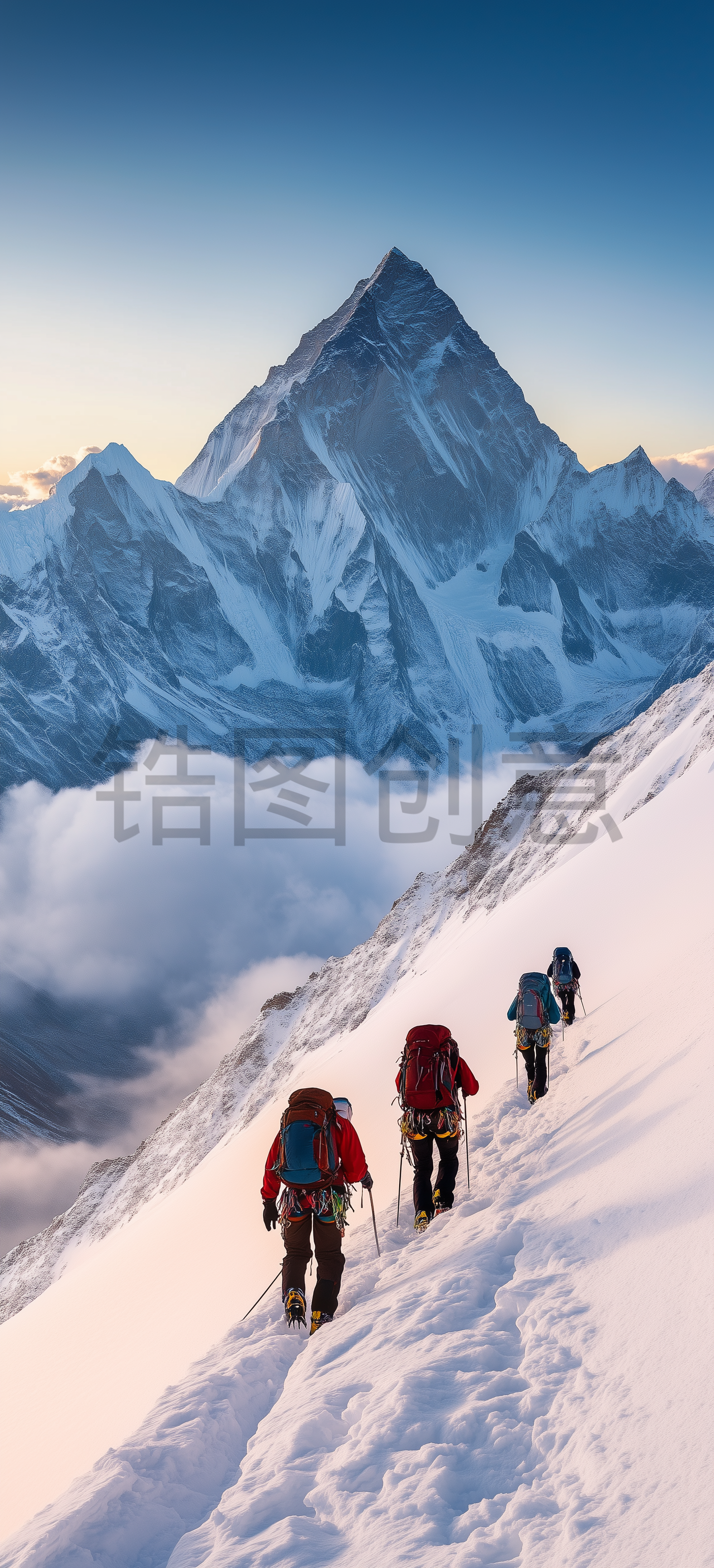 定设网-户外运动登山爬山坚持全力以赴团队合作配合
