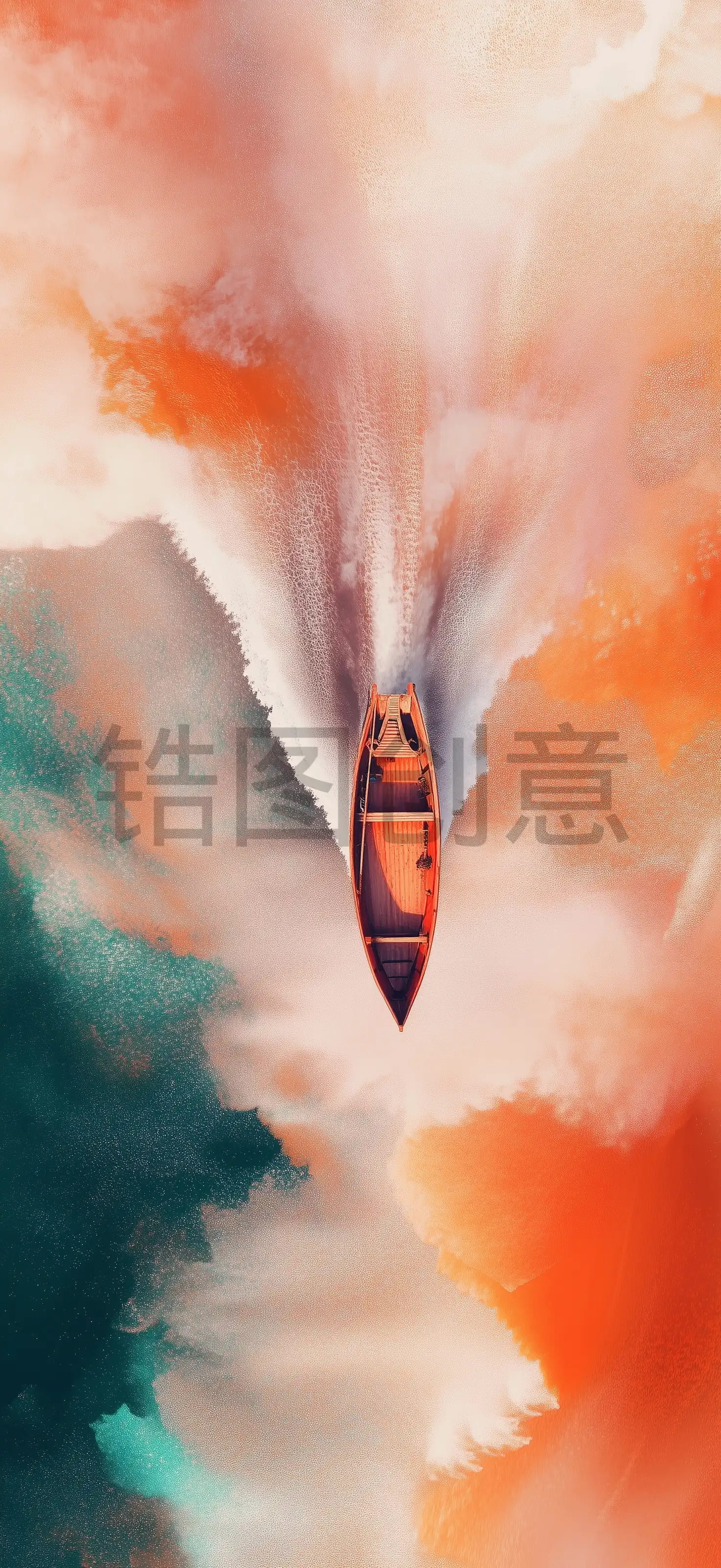 定设网-俯视视角深海中船只激烈游行背景素材