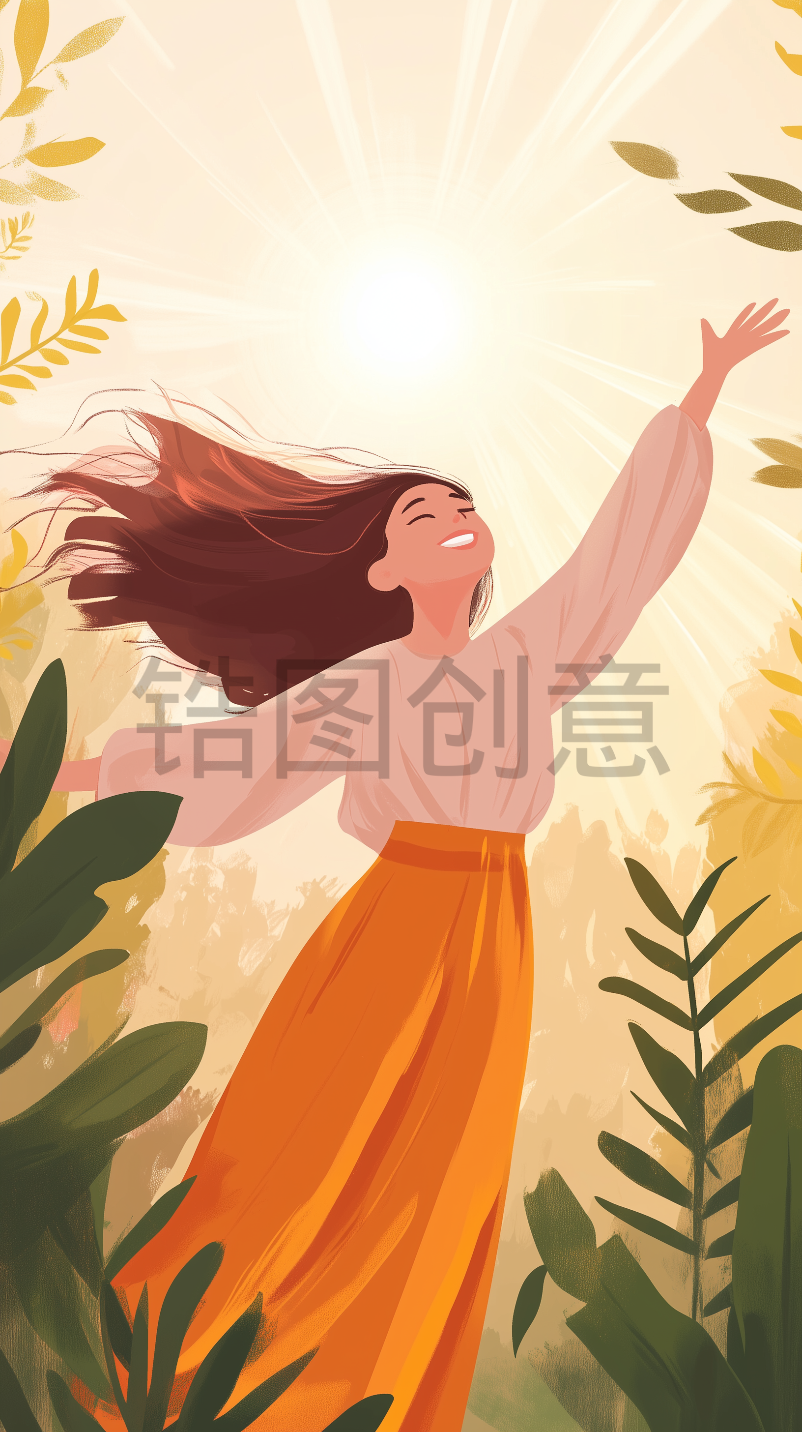 定设网-人物青春活力女生插画元素主题素材