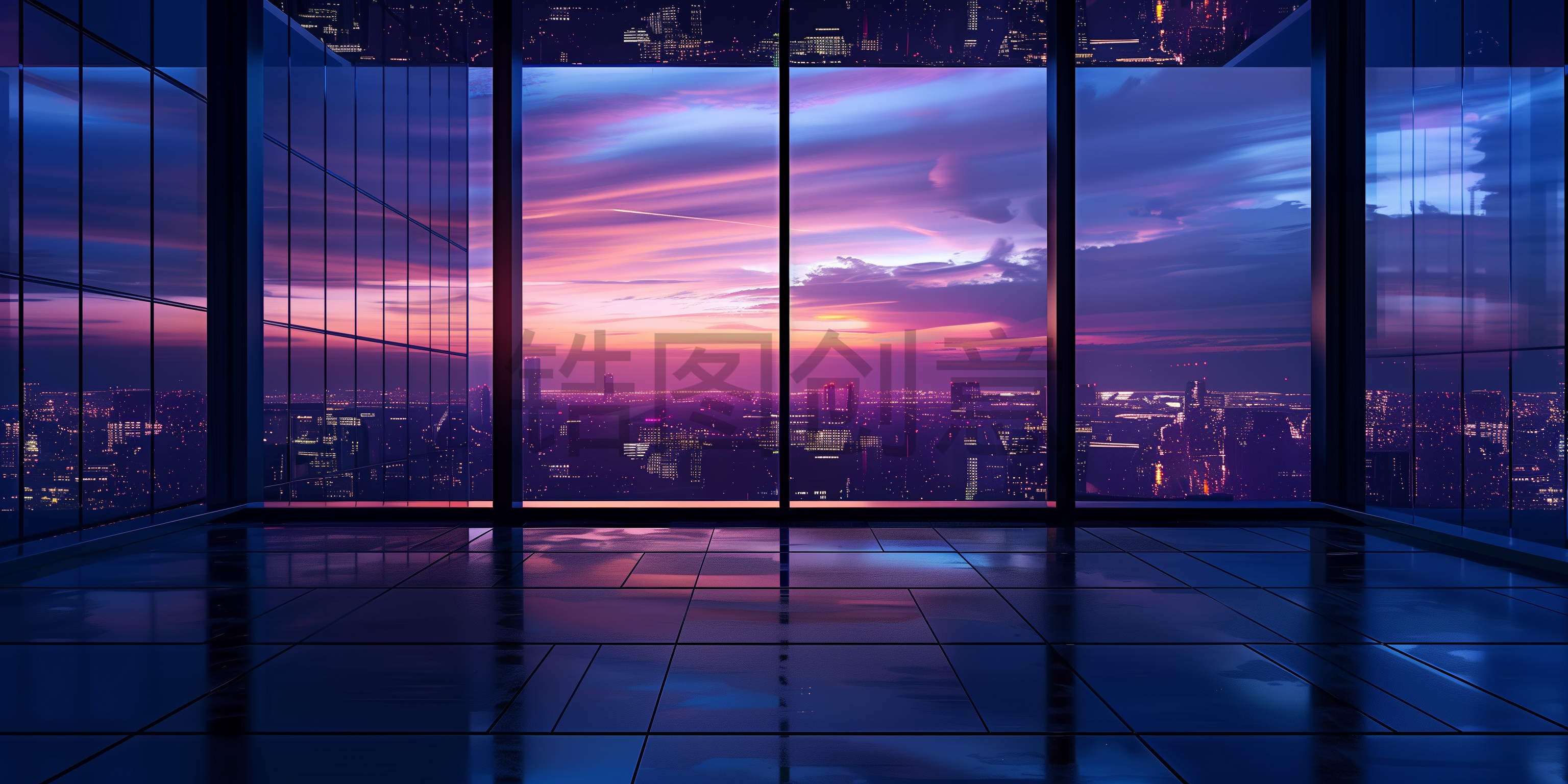 定设网-数字艺术城市系列城市夜景风光写实背景