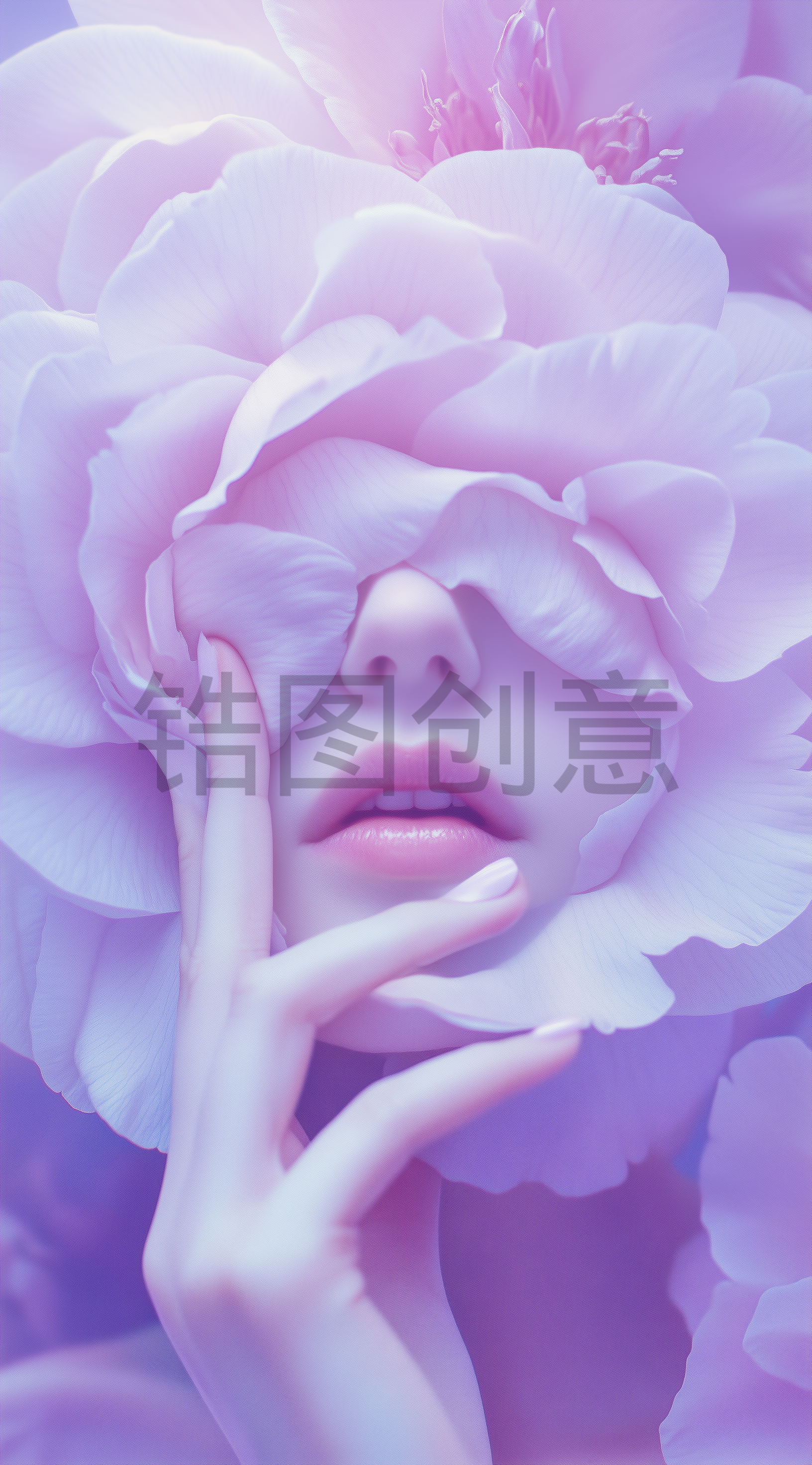 定设网-38妇女节女神节节日女人与花创意背景png素材