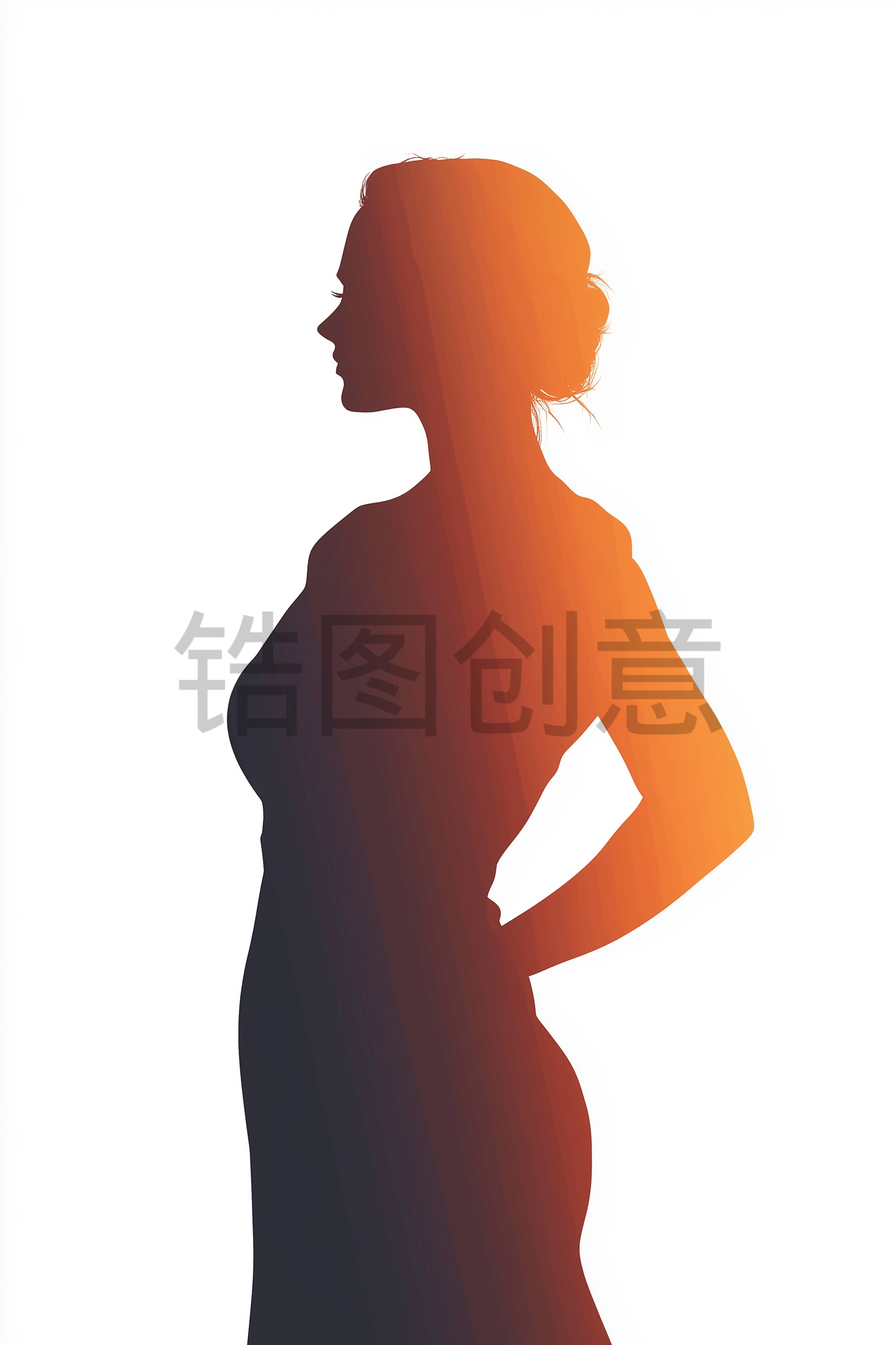 定设网-女神节妇女节母亲节女生节日人物剪影元素背景