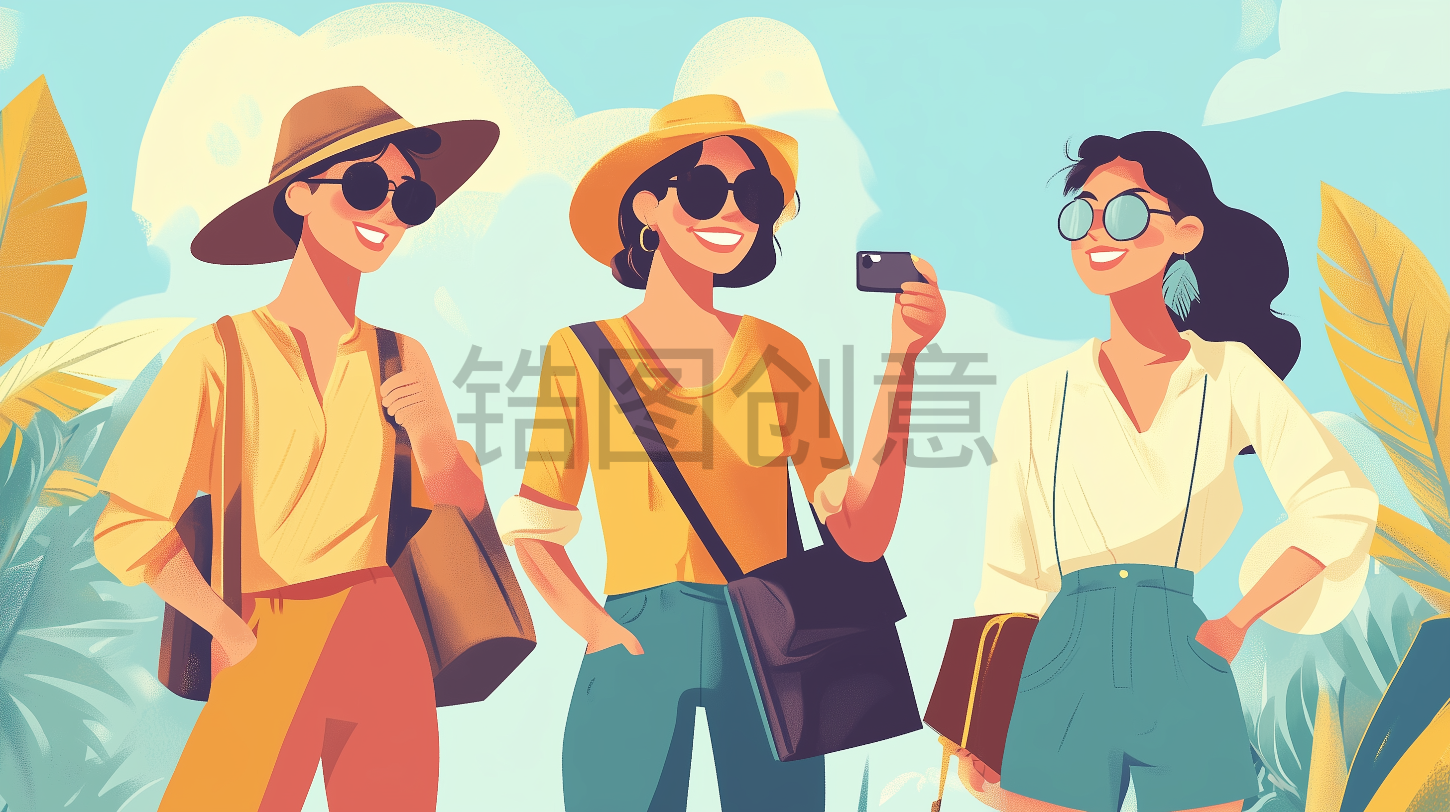 定设网-人物年轻时尚女生插画元素主题素材