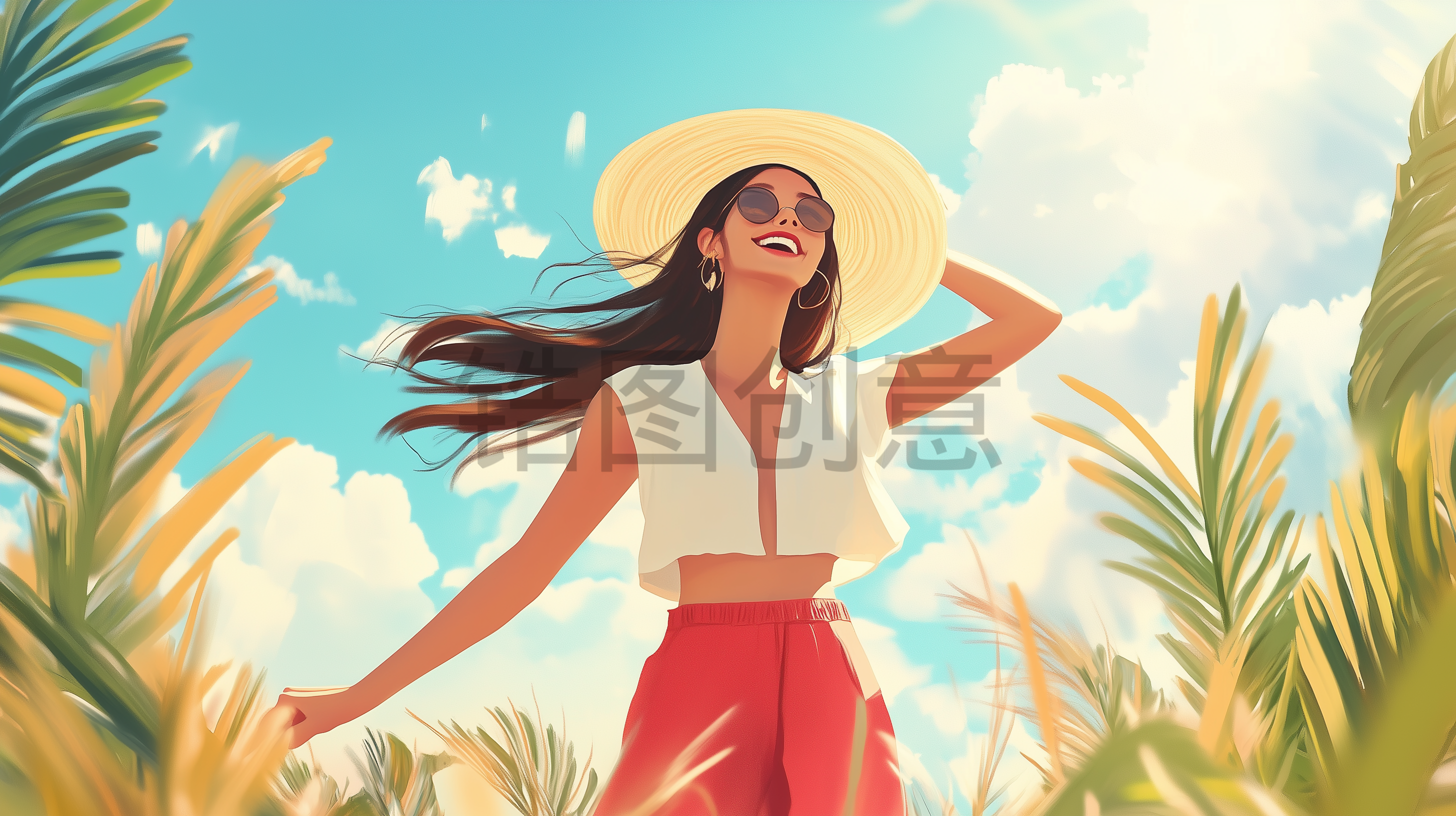 定设网-人物年轻时尚女生插画元素主题素材