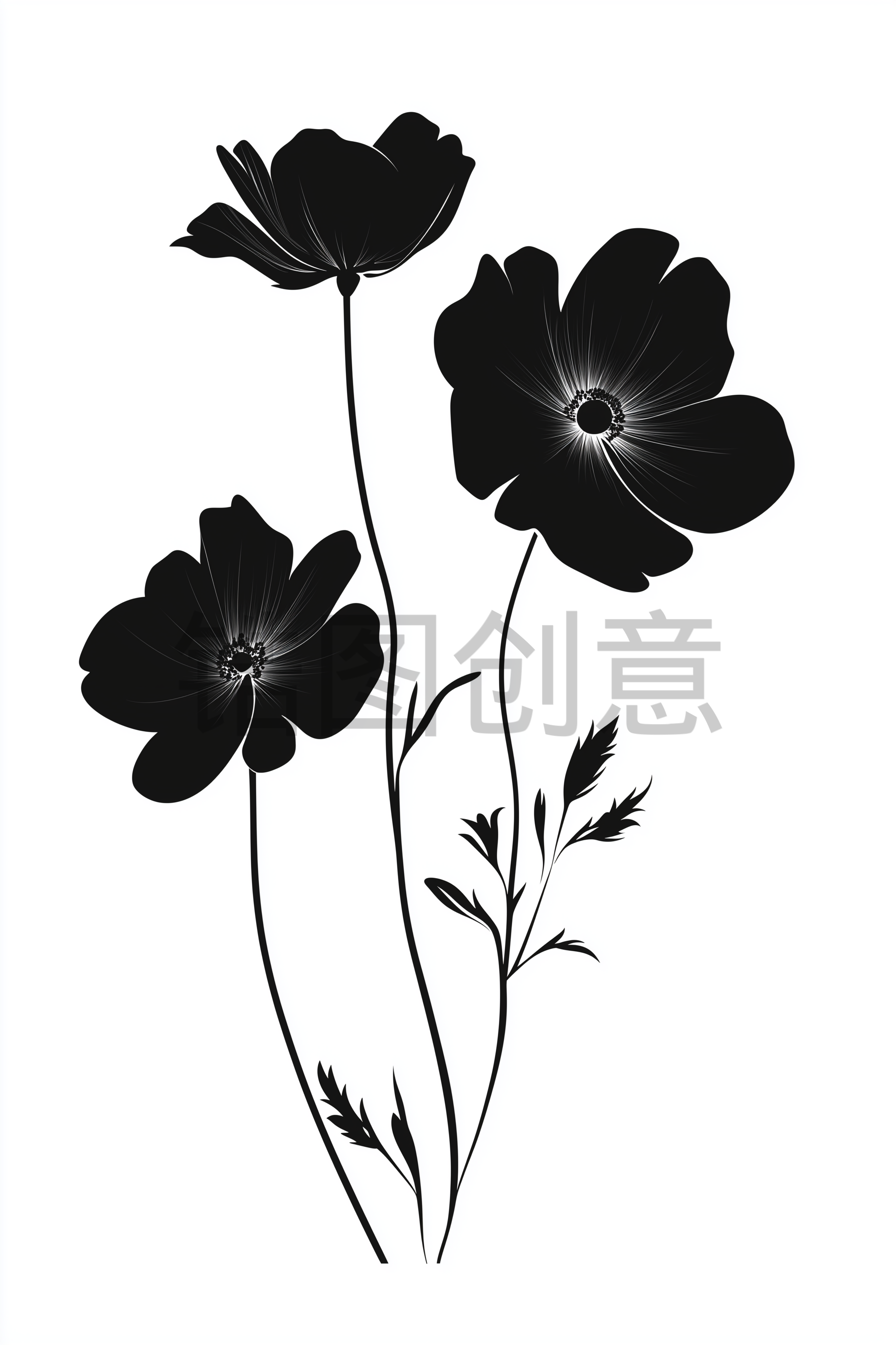 定设网-花植物叶子剪影元素