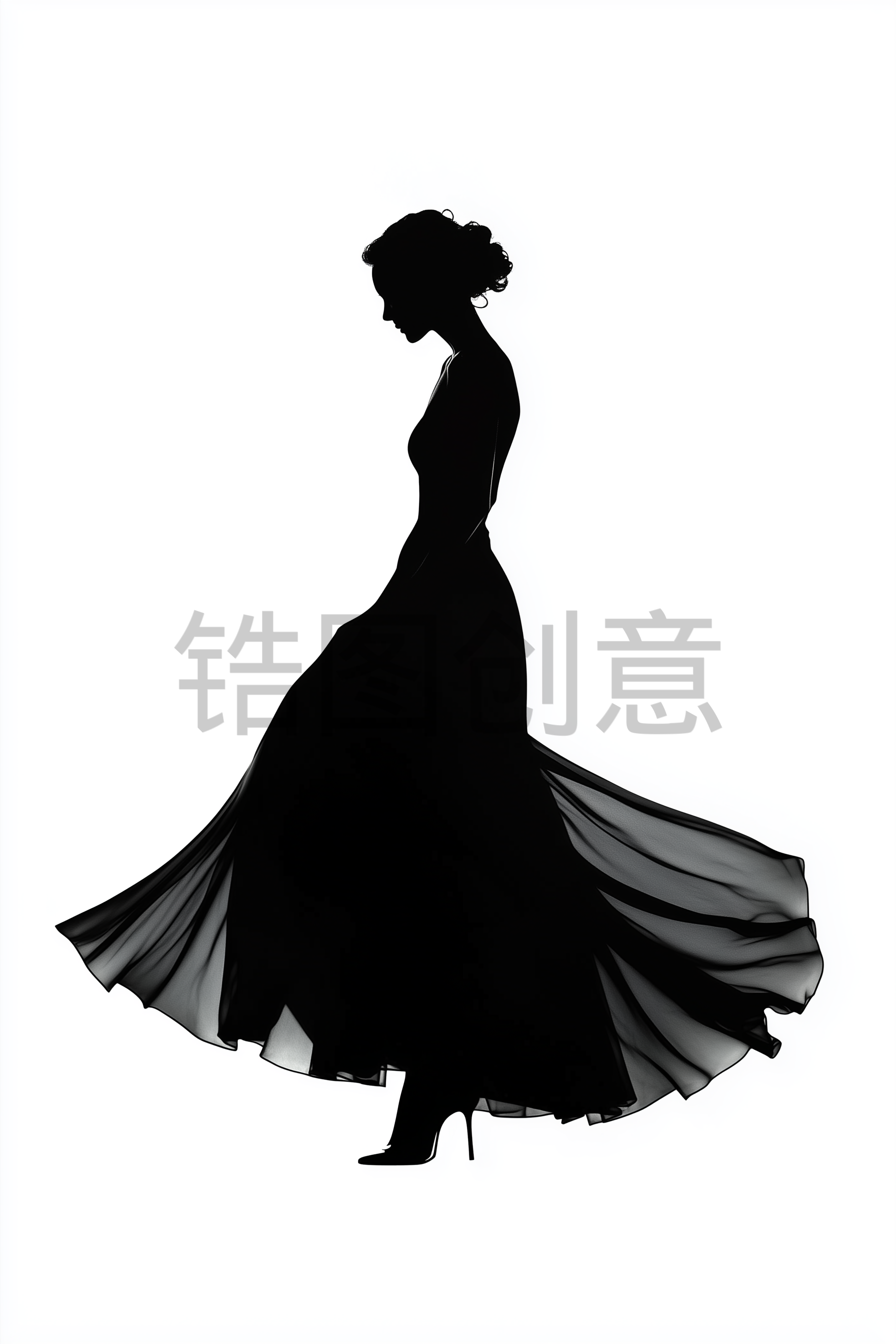 定设网-女神节妇女节母亲节女生节日人物剪影元素背景