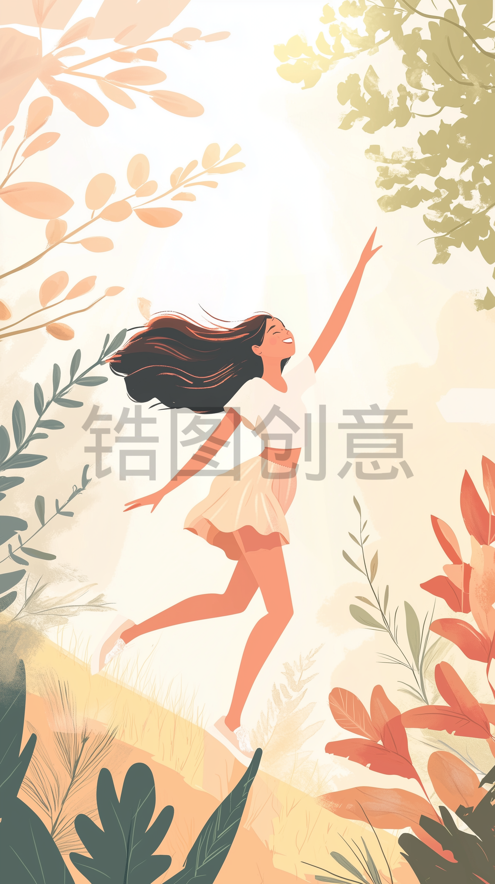 定设网-人物青春活力女生插画元素主题素材