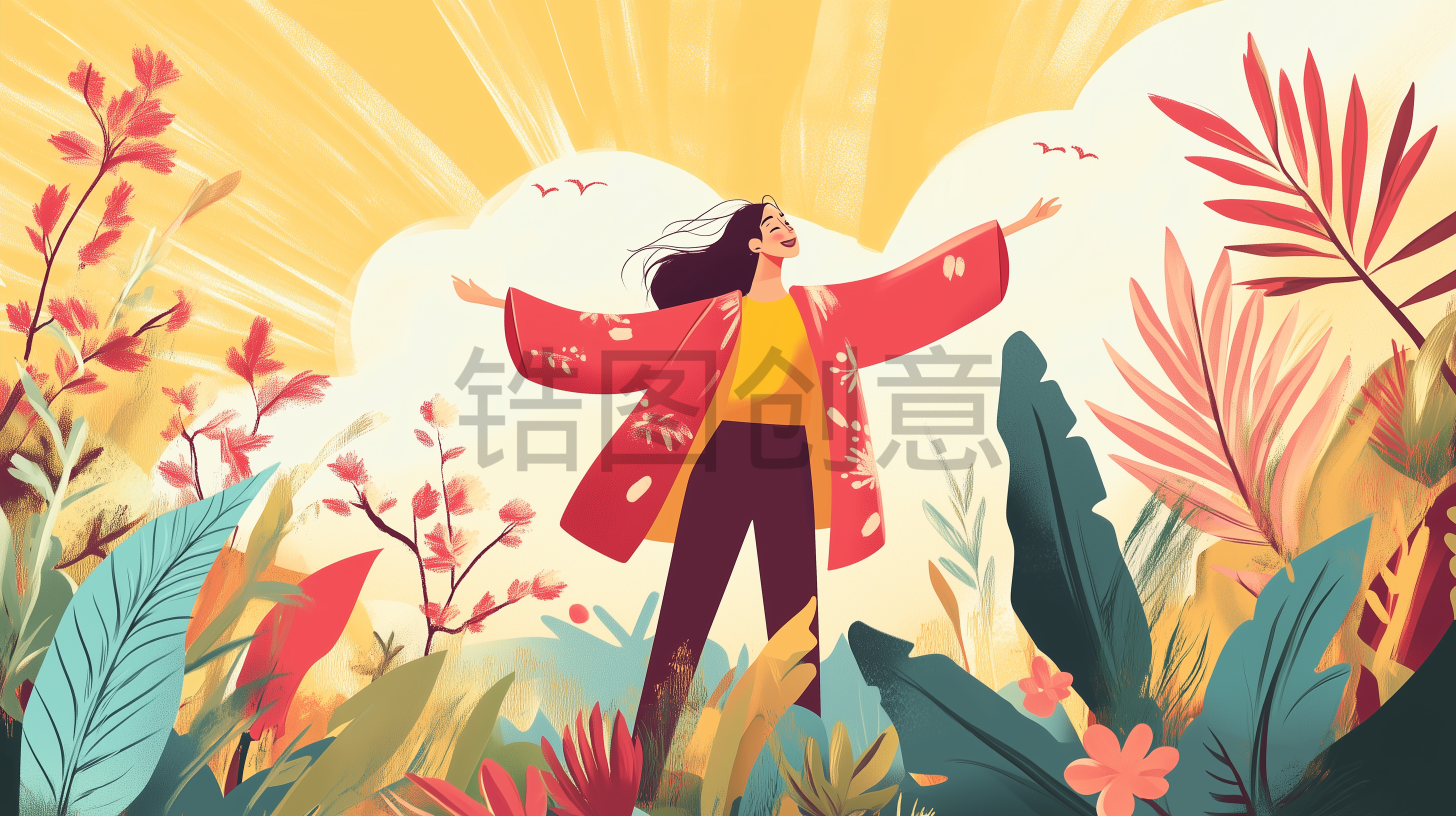 定设网-人物女生插画元素主题素材
