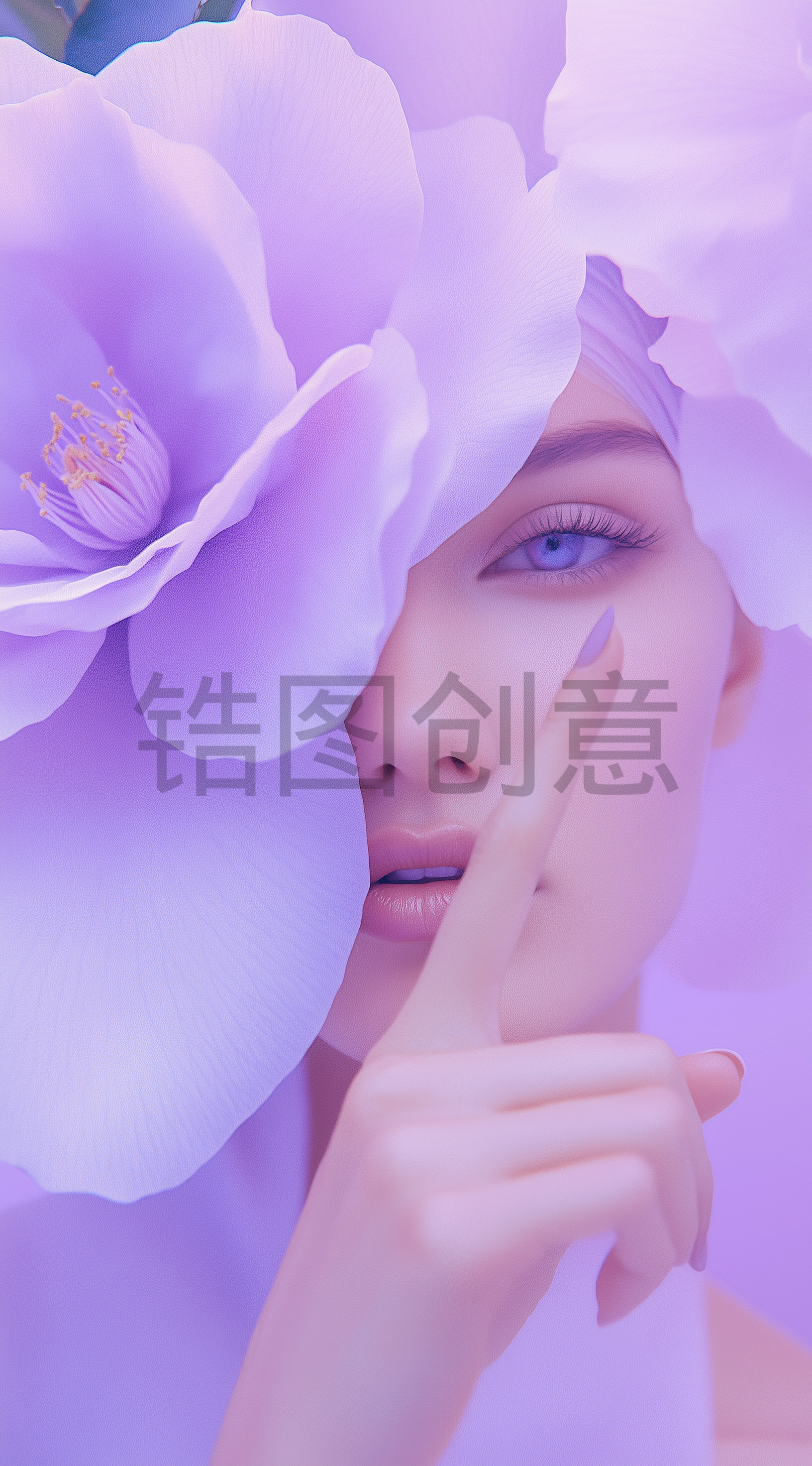 定设网-38妇女节女神节节日时尚女人与花创意背景png素材