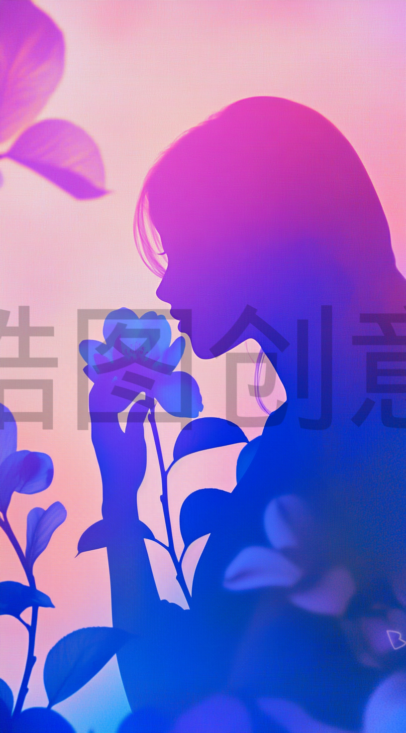 定设网-三八妇女节女神节女王节唯美浪漫人物剪影背景图片