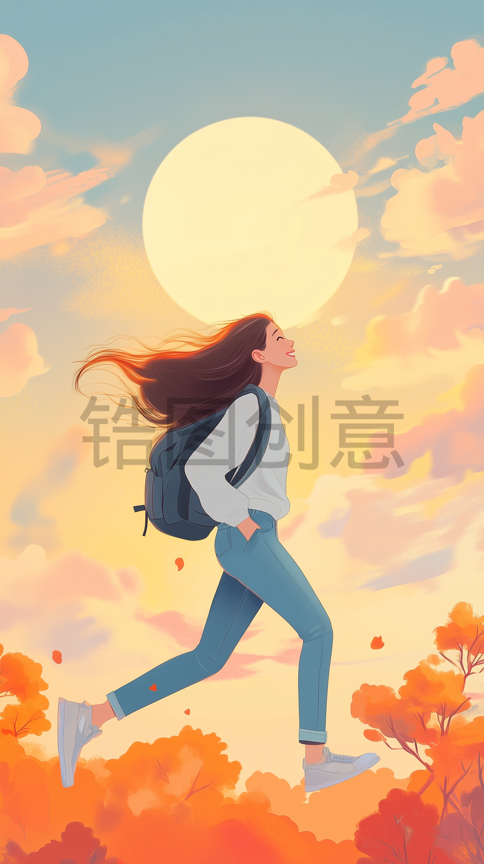 定设网-人物年轻青春女生插画元素主题素材