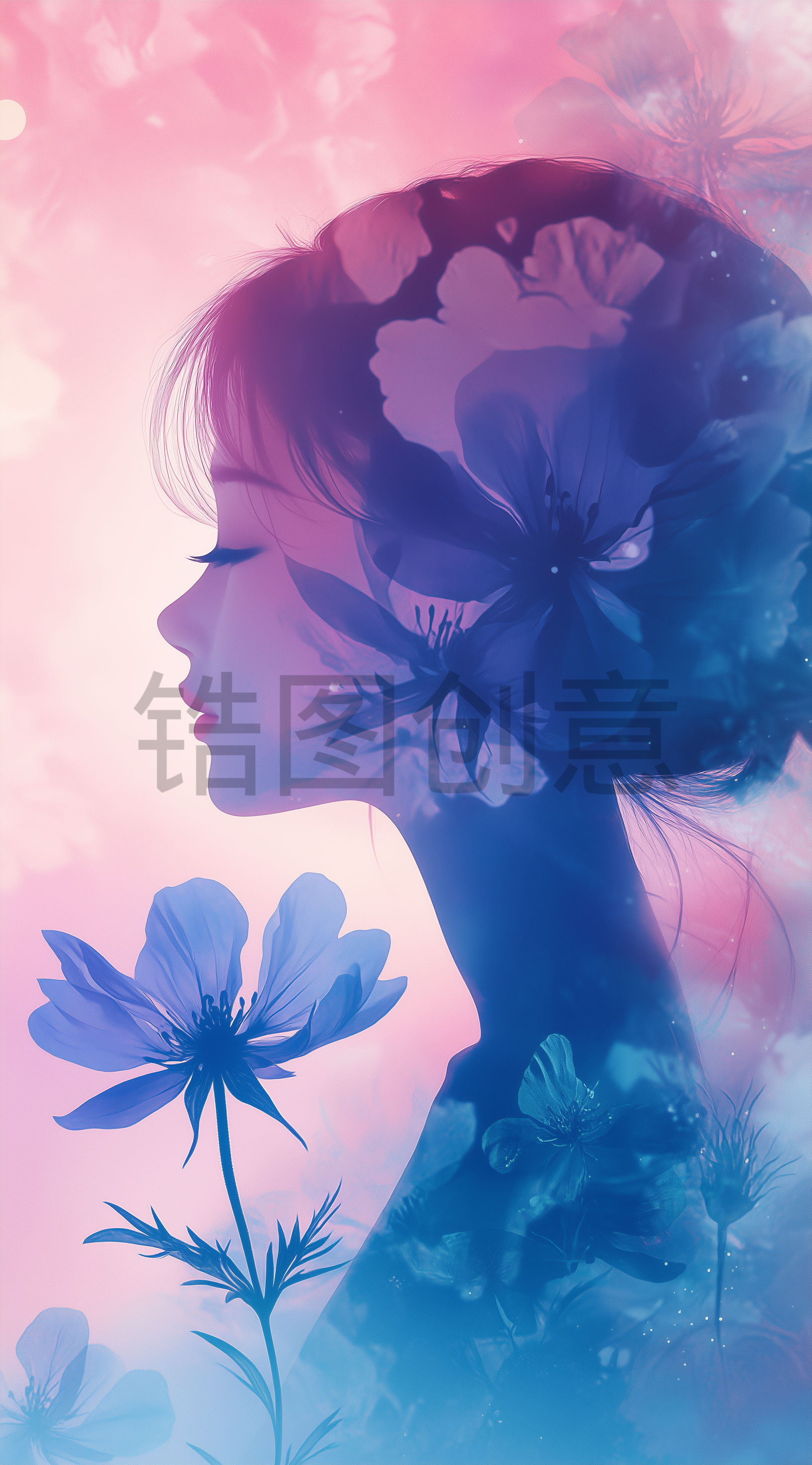 定设网-38妇女节女神节女生节卡通插画人物背景png素材