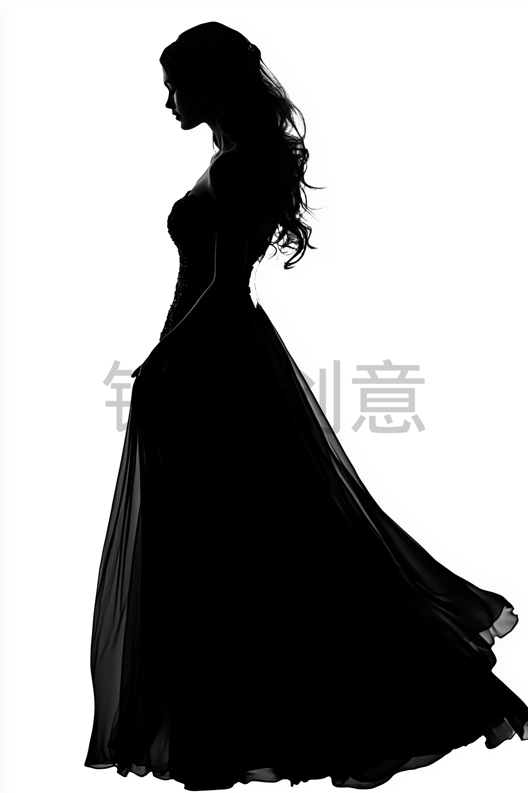 定设网-女神节妇女节母亲节女生节日人物剪影元素背景