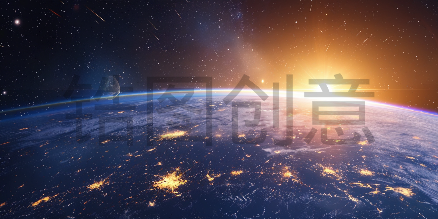定设网-蓝色大气宇宙系列蓝光地球星球球体表面轮廓背景
