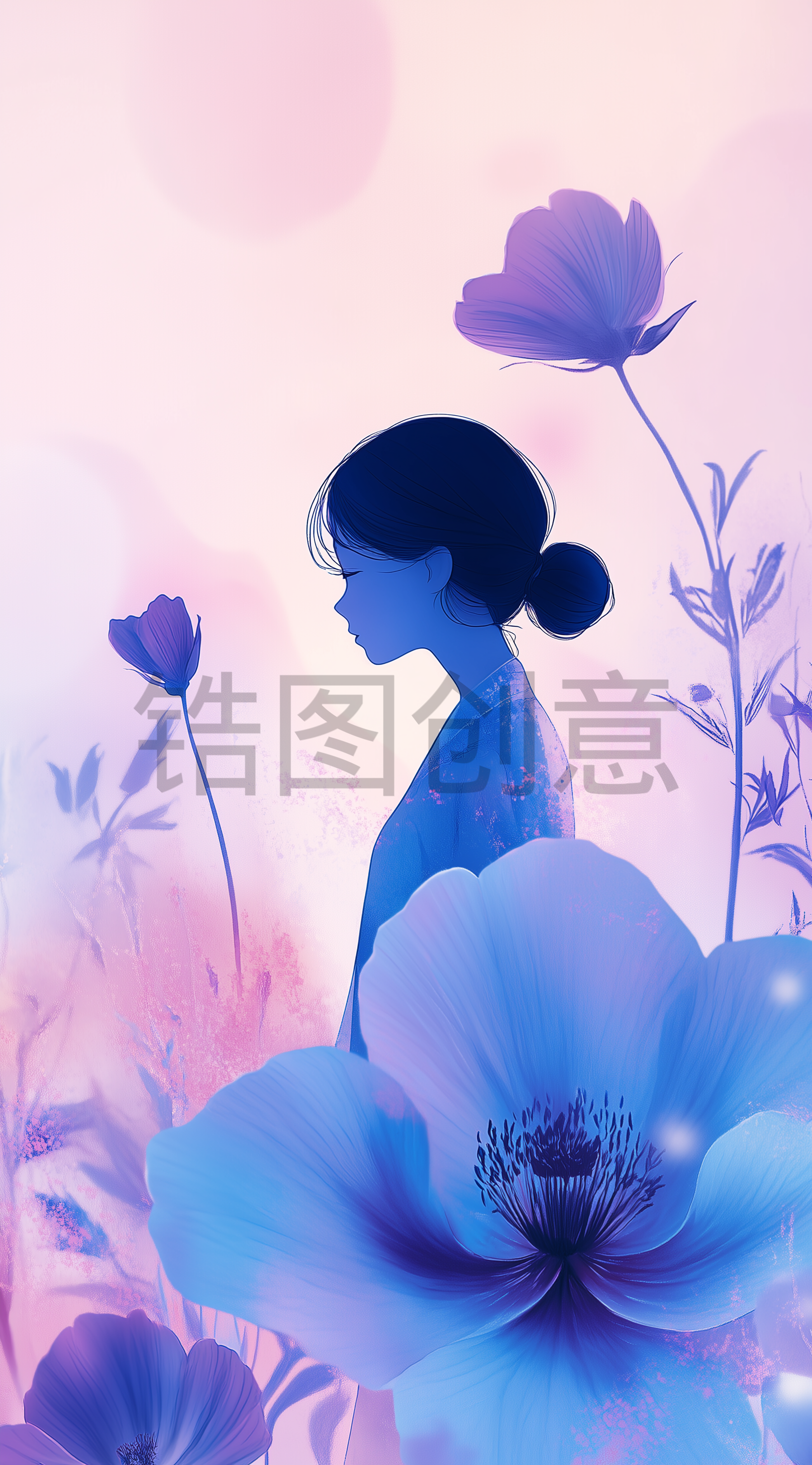 定设网-38妇女节女神节节日卡通插画背景png素材