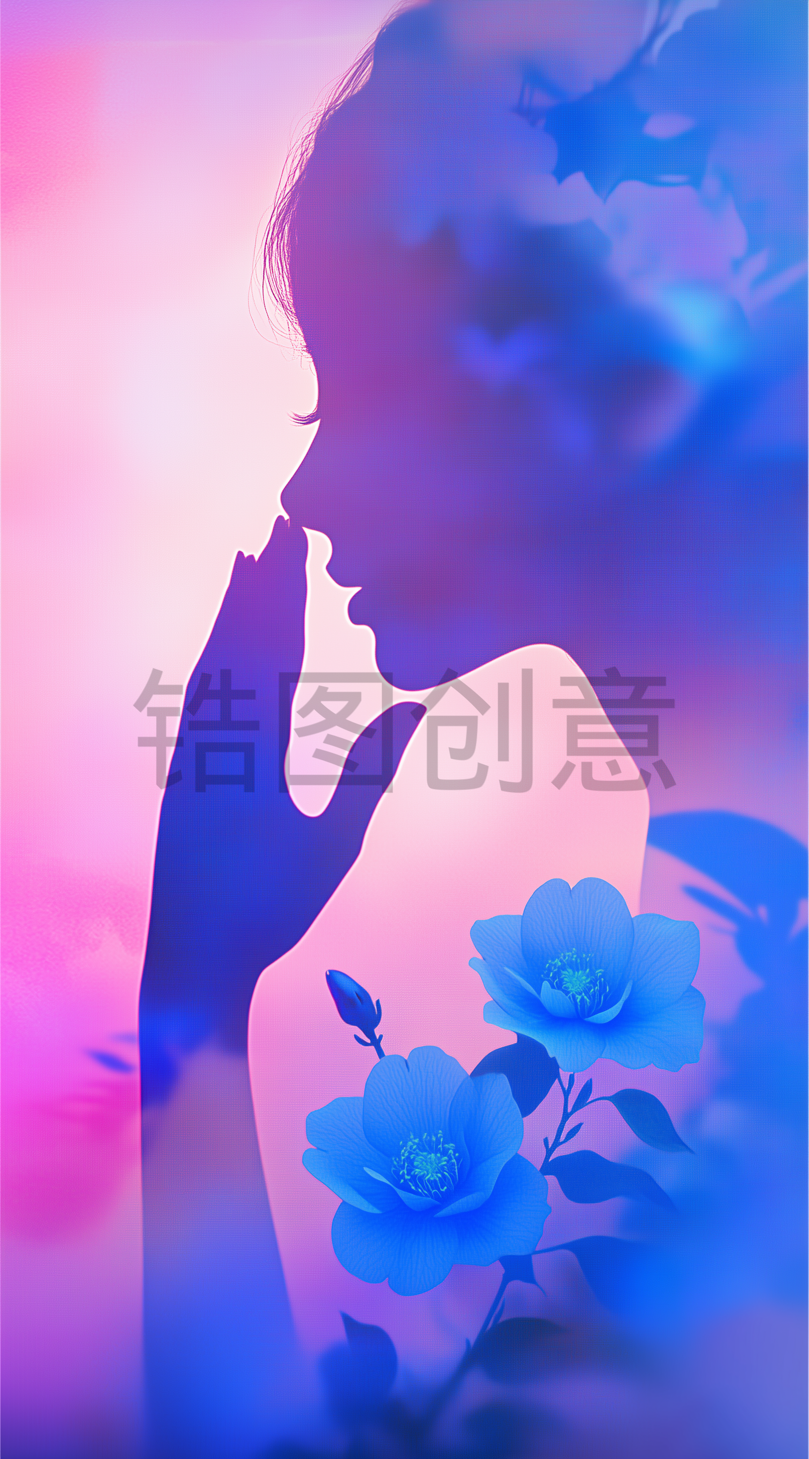 定设网-三八妇女节女神节女王节唯美浪漫人物剪影背景图片