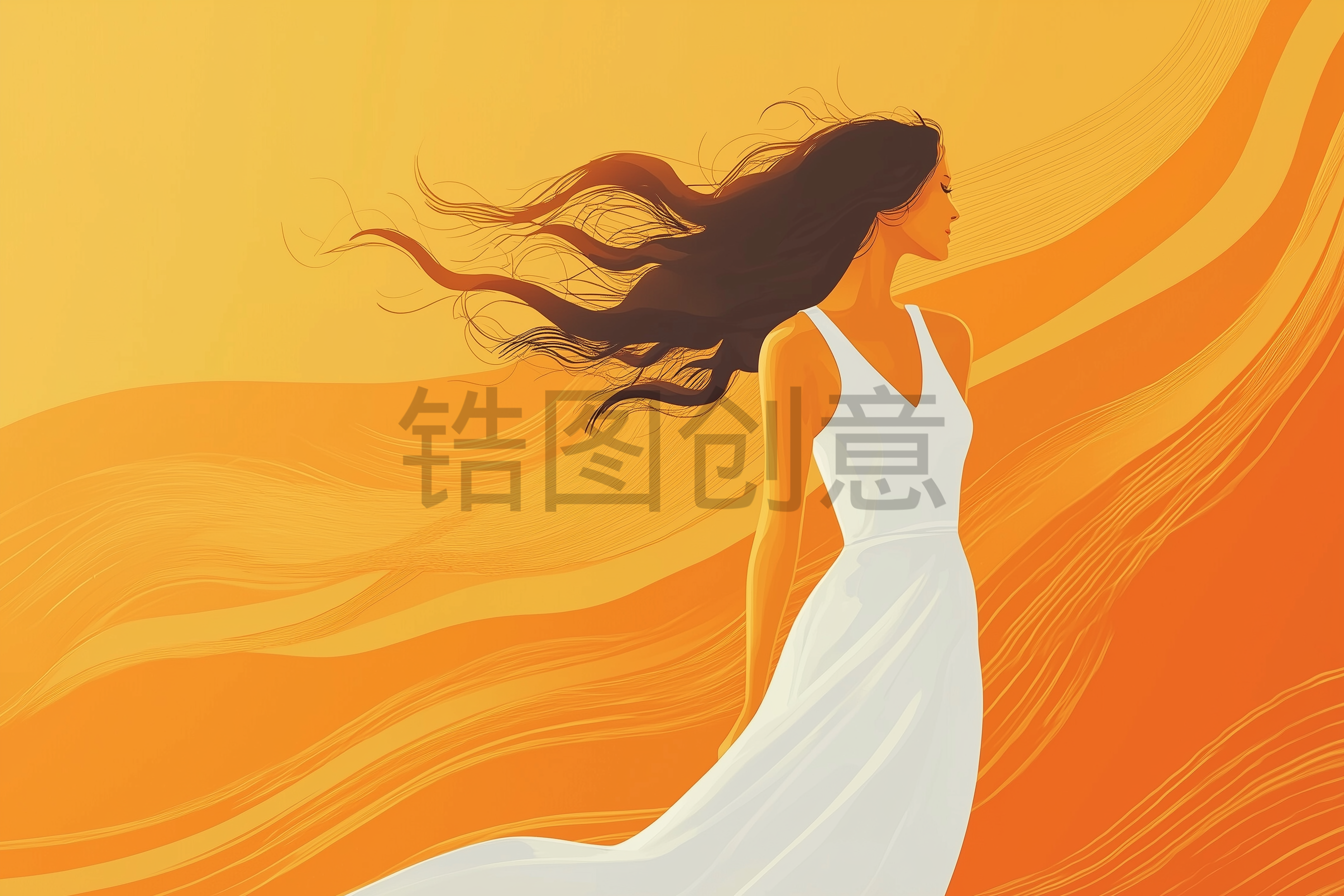 定设网-38妇女节女神节节日卡通插画背景png素材