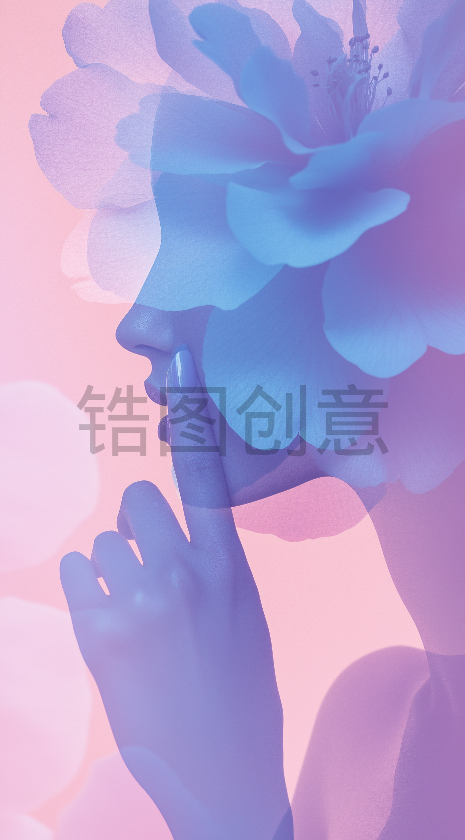 定设网-38妇女节女神节节日女人与花创意背景png素材