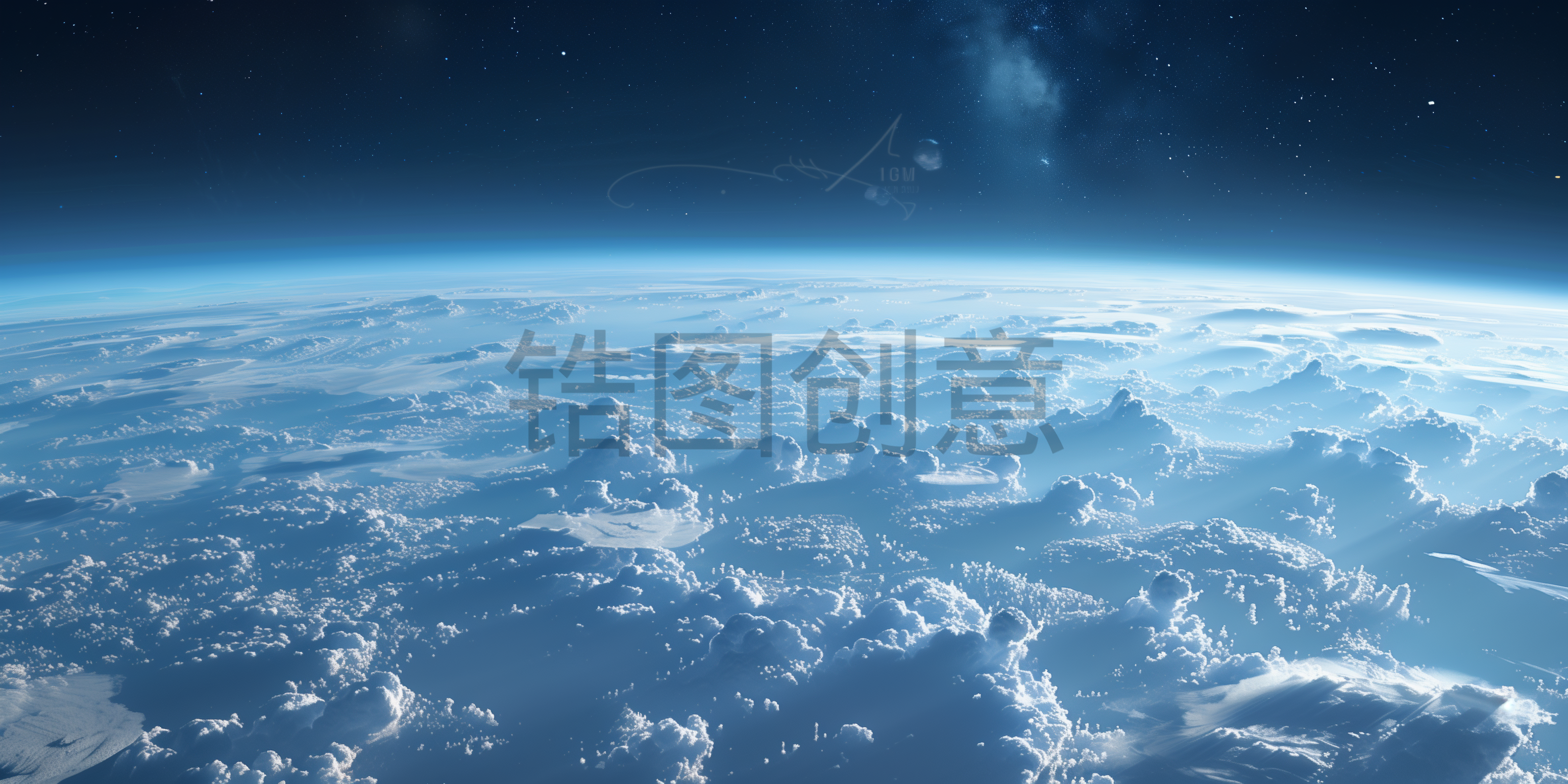 定设网-蓝色大气宇宙系列蓝光地球星球球体表面轮廓背景
