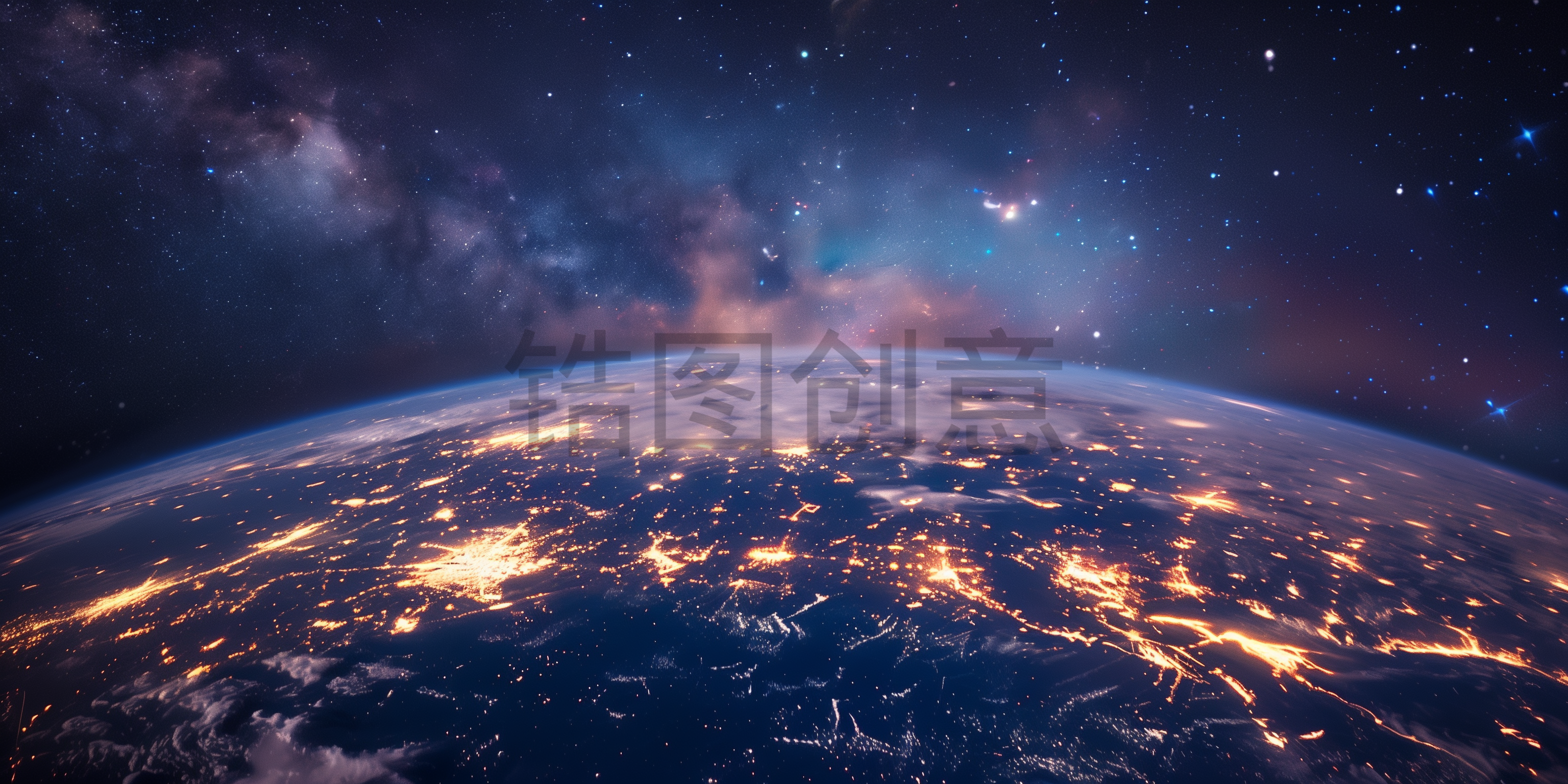 定设网-蓝色大气宇宙系列蓝光地球星球球体表面轮廓背景