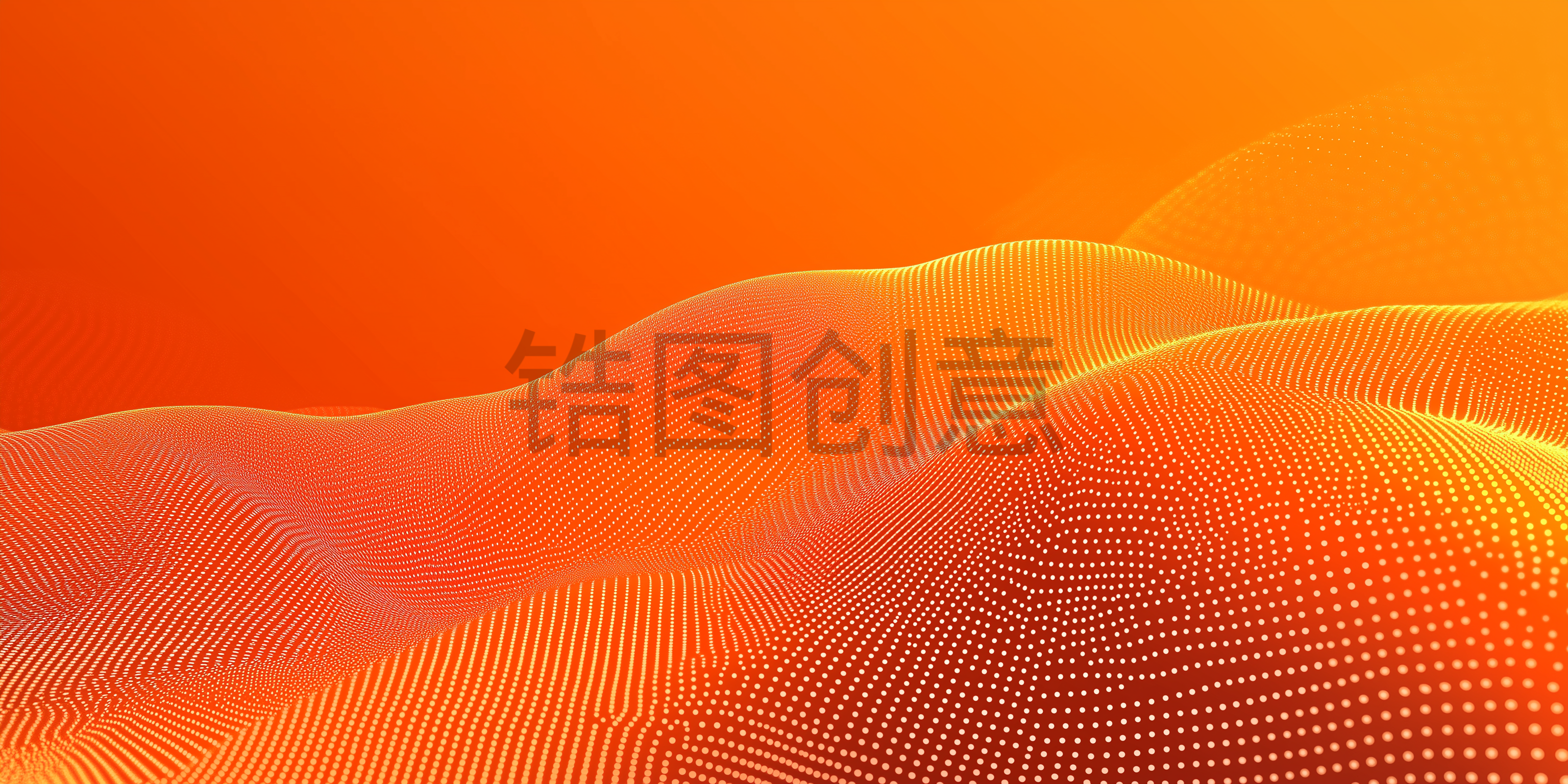 定设网-橙色渐变粒子波浪状渐变质感抽象背景