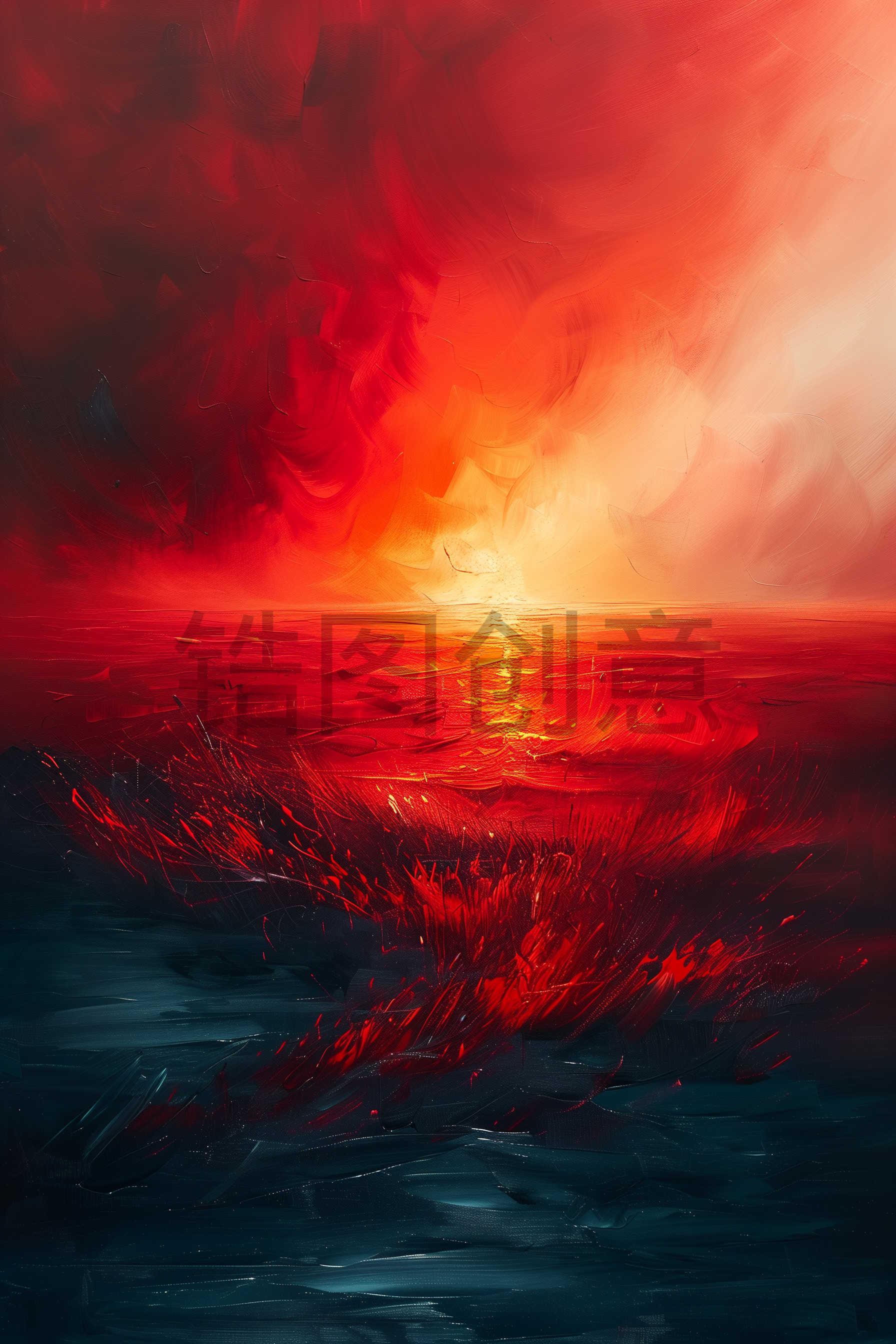 定设网-红色热烈水彩渲染抽象质感背景