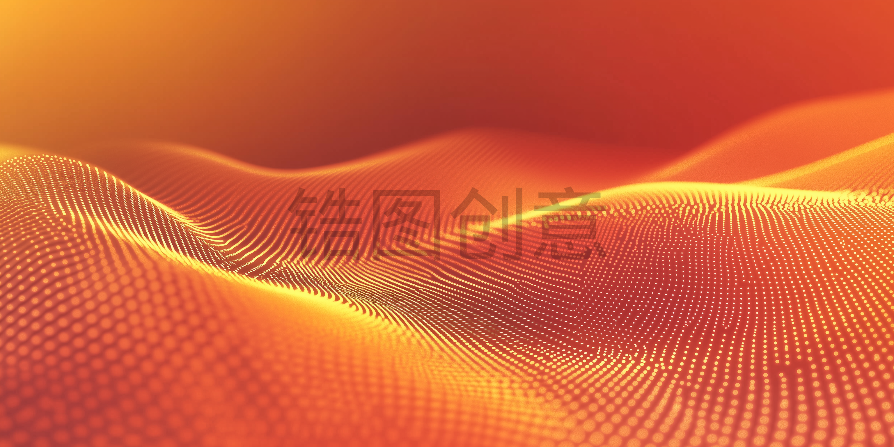 定设网-橙色渐变粒子波浪状渐变质感抽象背景