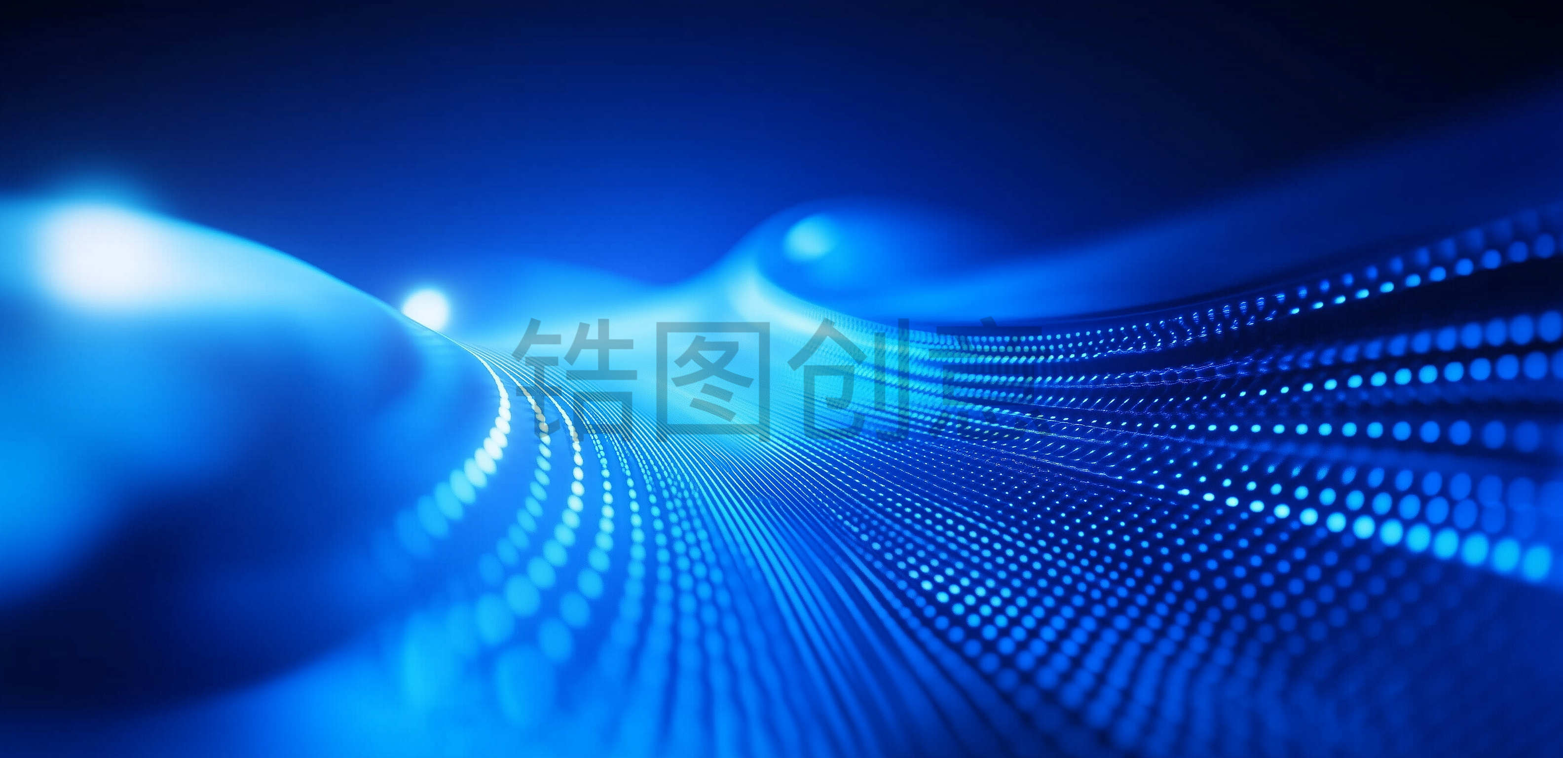 定设网-蓝色渐变粒子科技曲线波浪状质感抽象背景