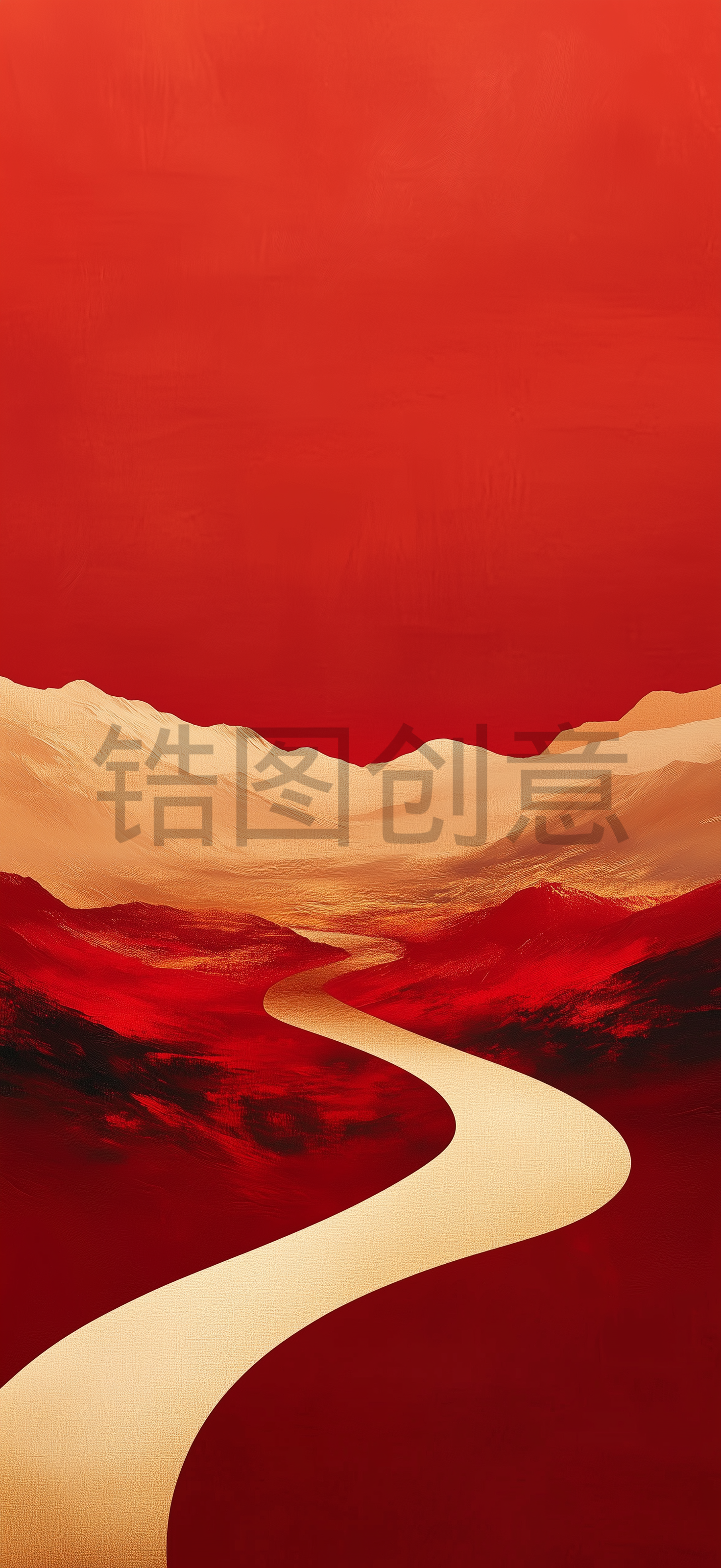 定设网-中国风红色鎏金山河背景