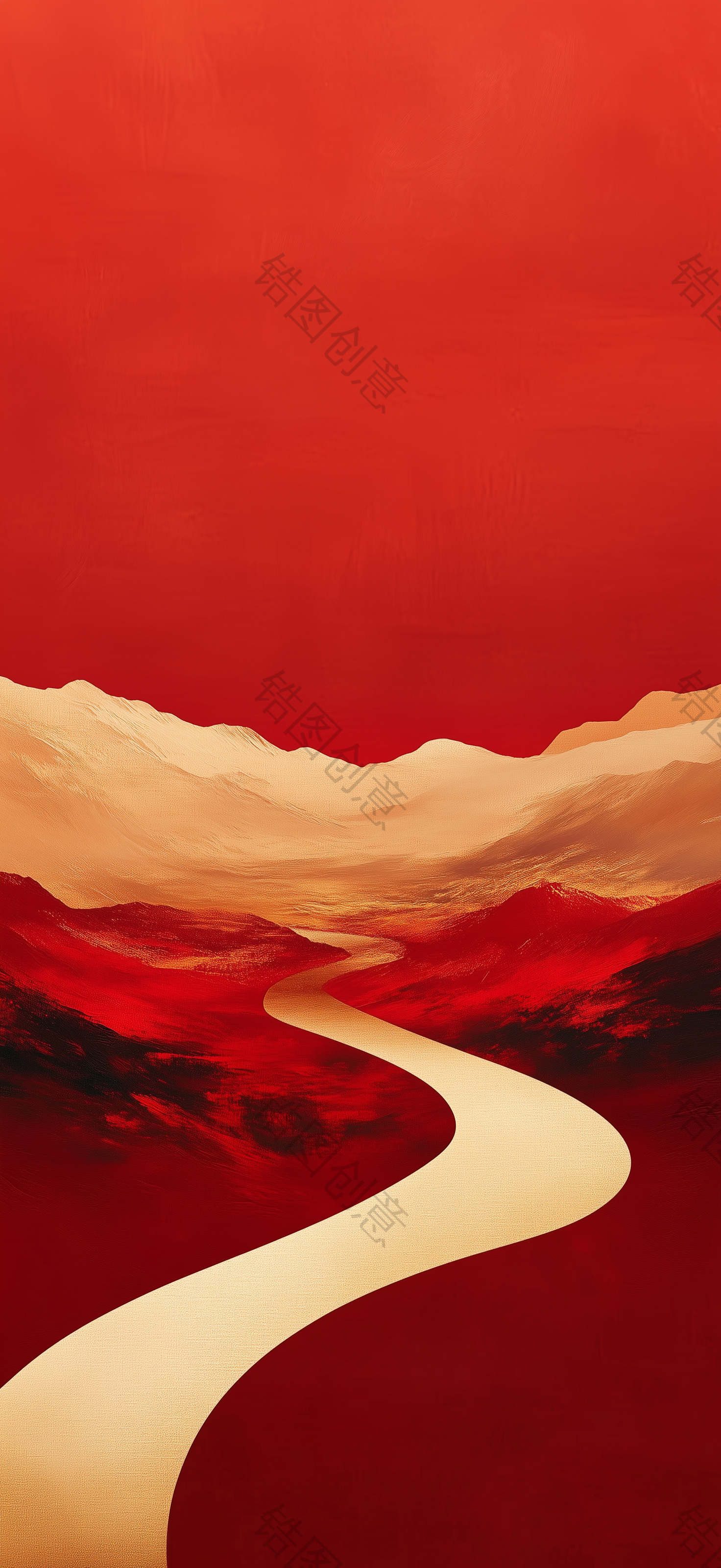 定设网-中国风红色鎏金山河背景