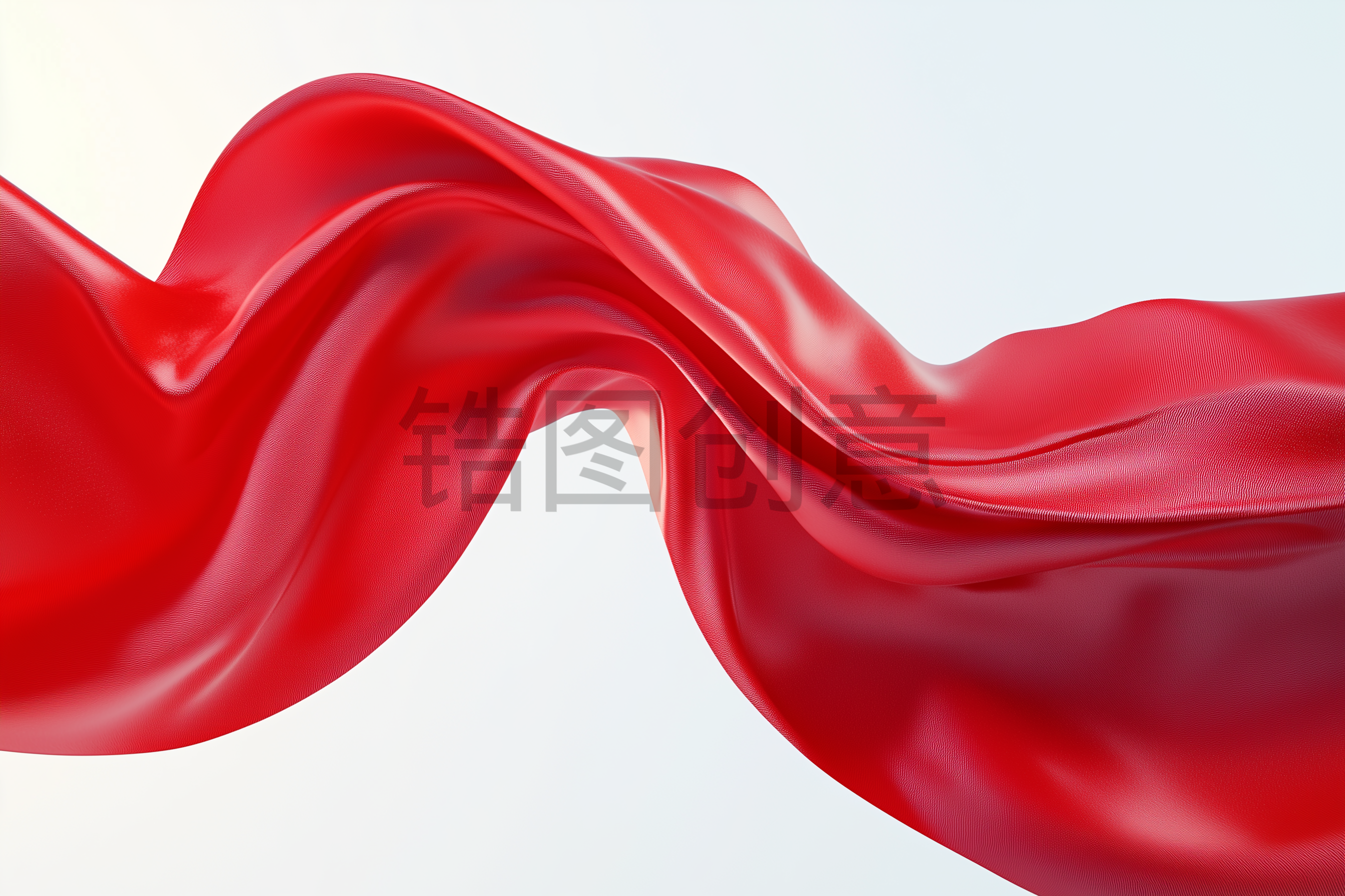 定设网-红色丝带飘带3D渲染抽象质感背景