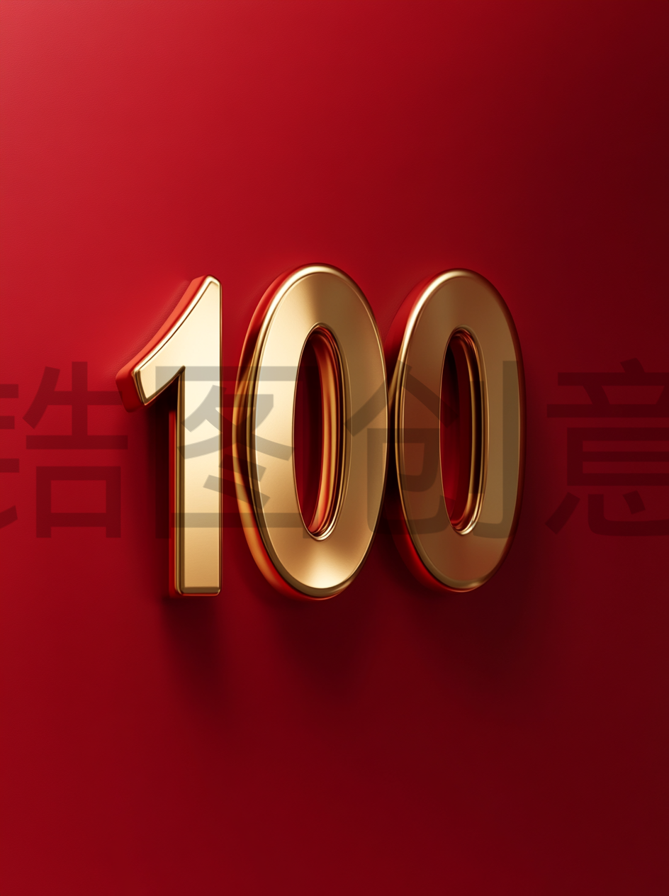 定设网-3d数字100立体字金属质感元素背景