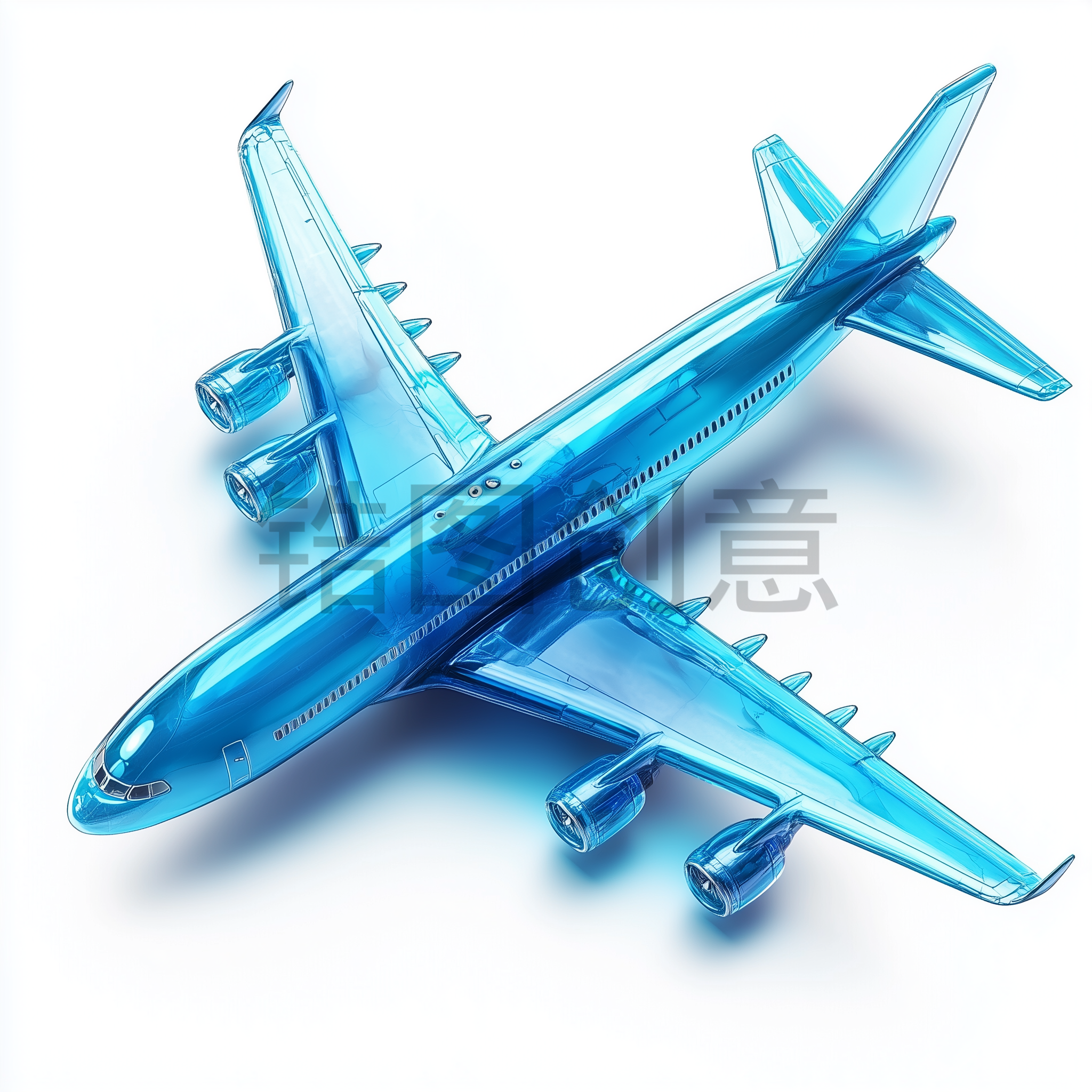 定设网-3d立体蓝色飞机模型元素