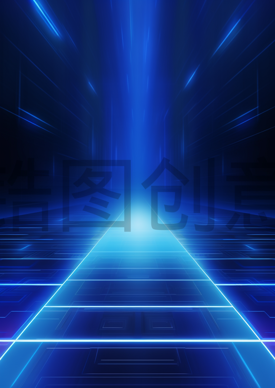 定设网-蓝色对称未来主义蓝色发光光效抽象背景