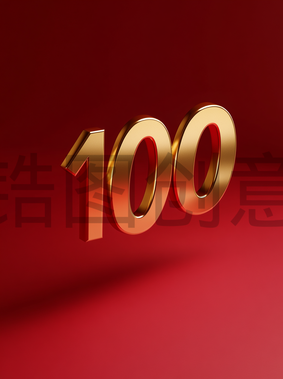 定设网-3d数字100立体字金属质感元素背景