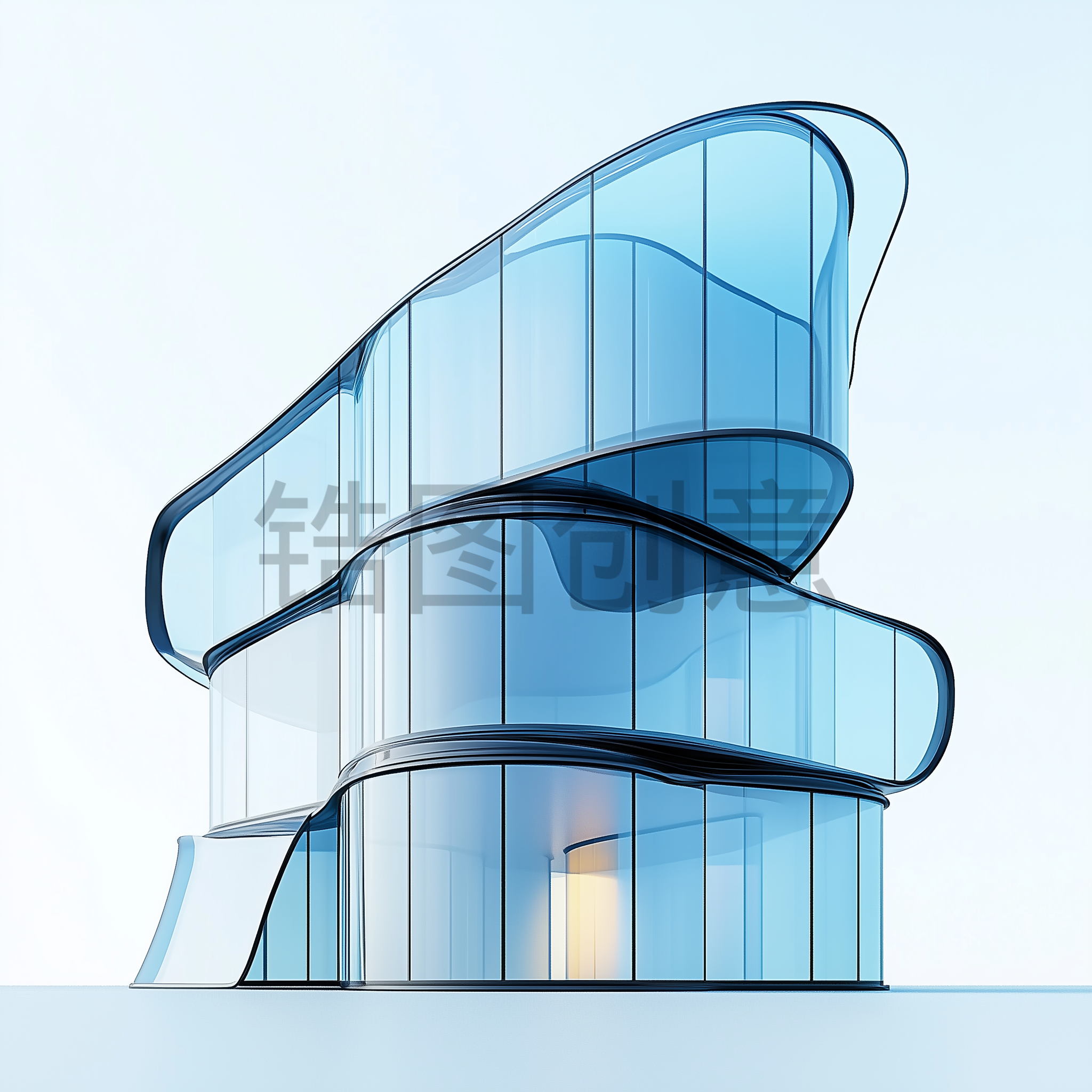 定设网-3d立体蓝色建筑模型元素
