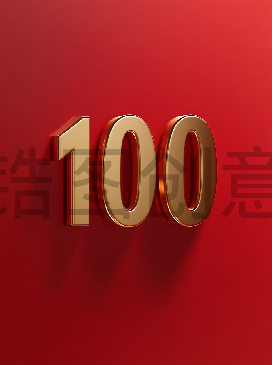 定设网-3d数字100立体字金属质感元素背景