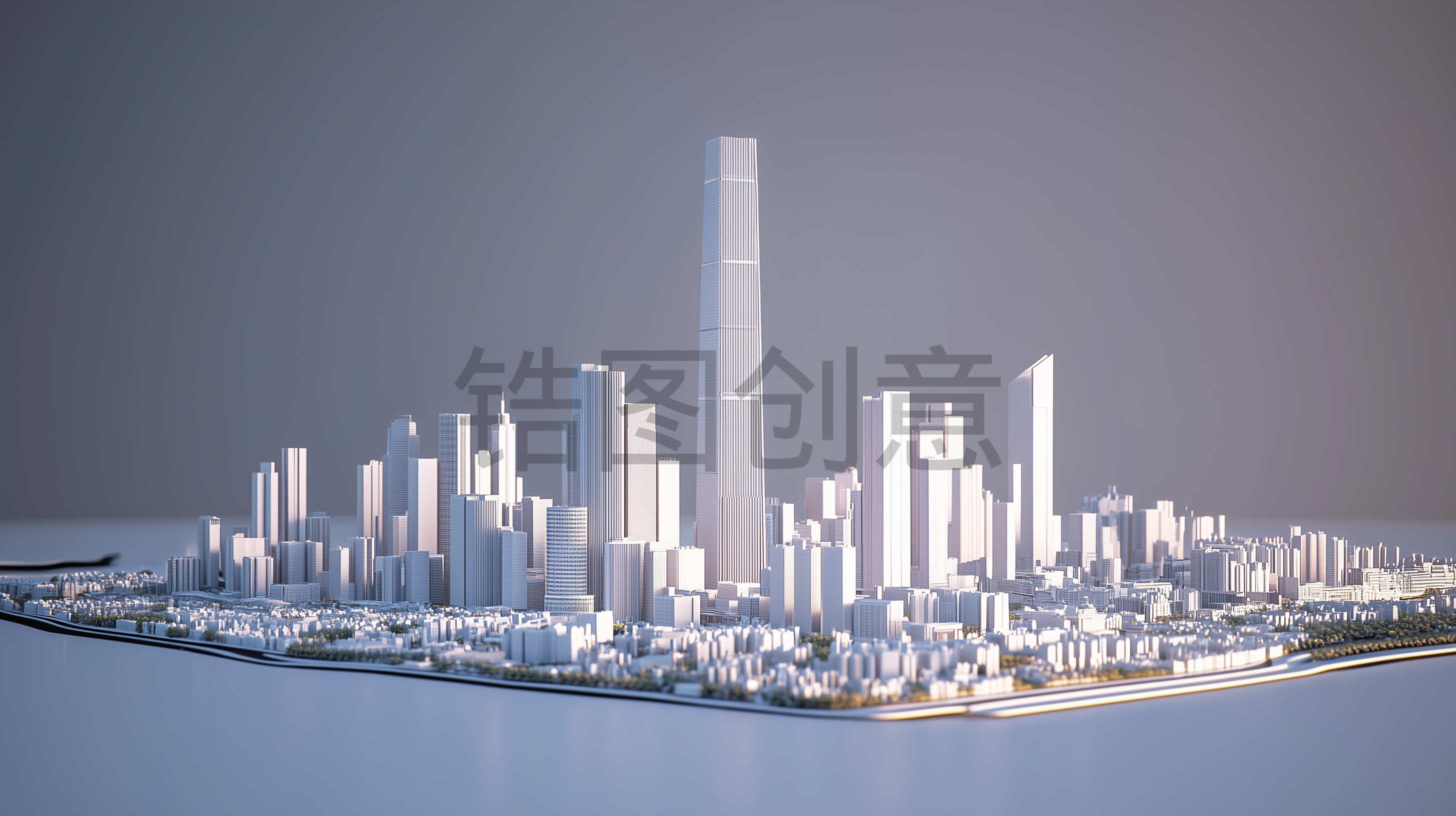 定设网-3D抽象城市建筑模型背景素材