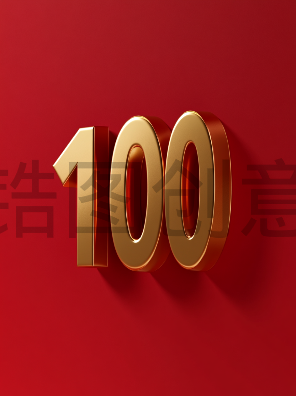 定设网-3d数字100立体字金属质感元素背景