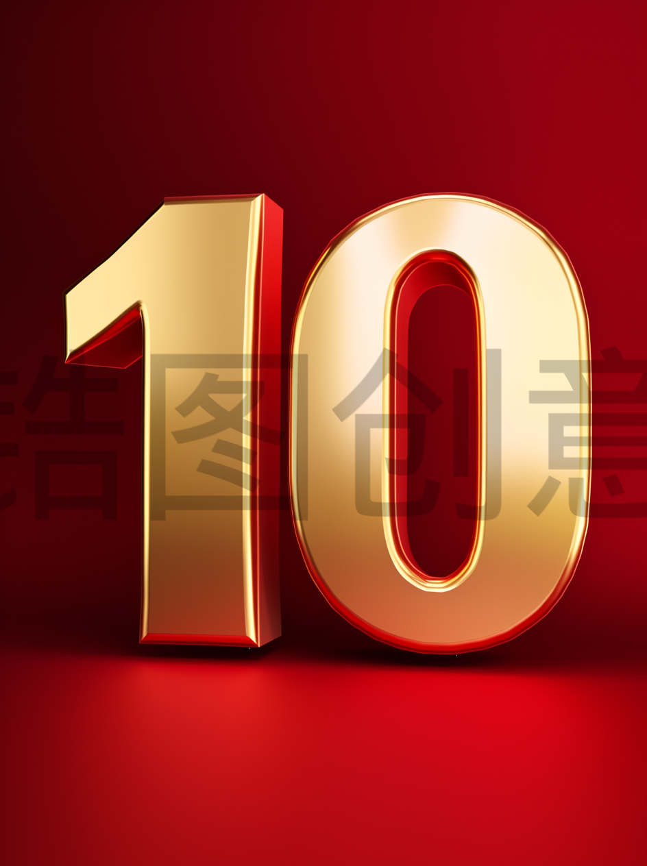定设网-3d数字10立体字金属质感元素背景