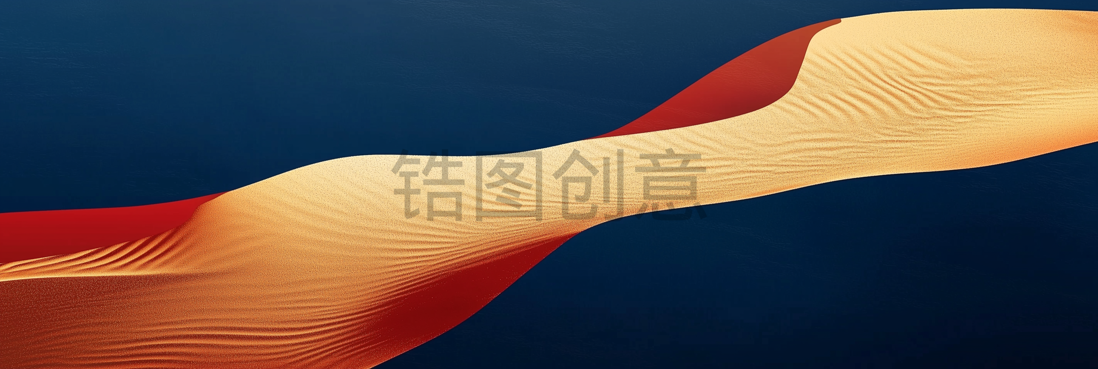 定设网-蓝色橙色沙漠沙丘抽象流动曲线肌理材质背景