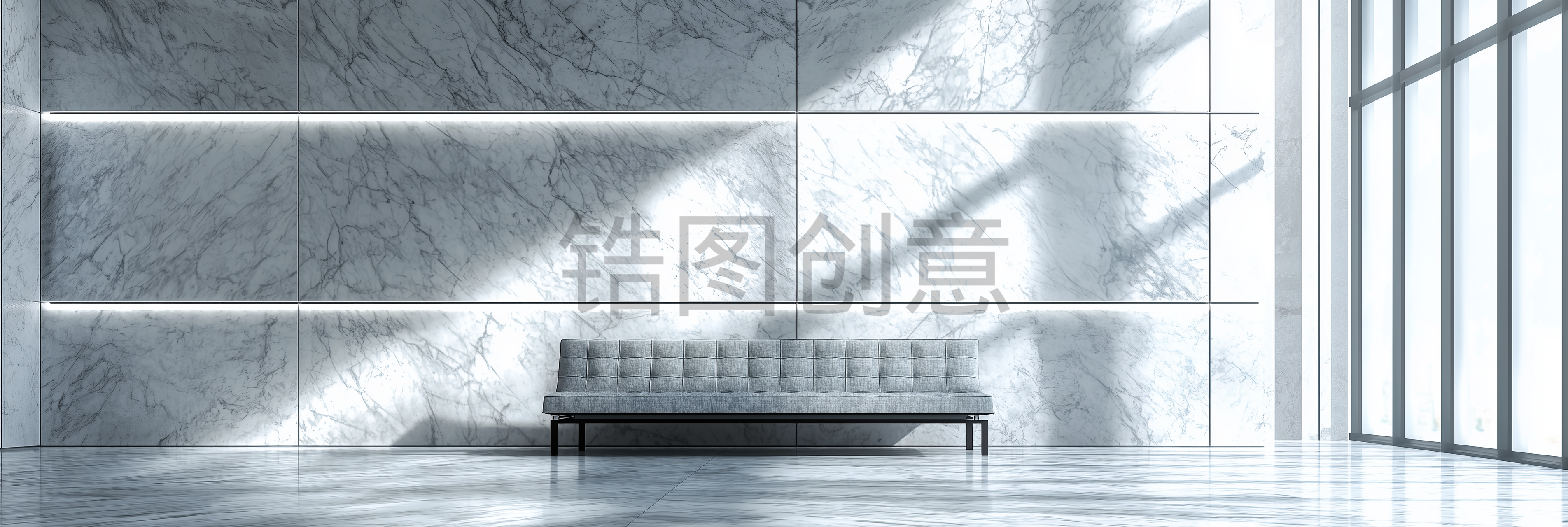 定设网-现代极简主义宽阔客厅灰色背景