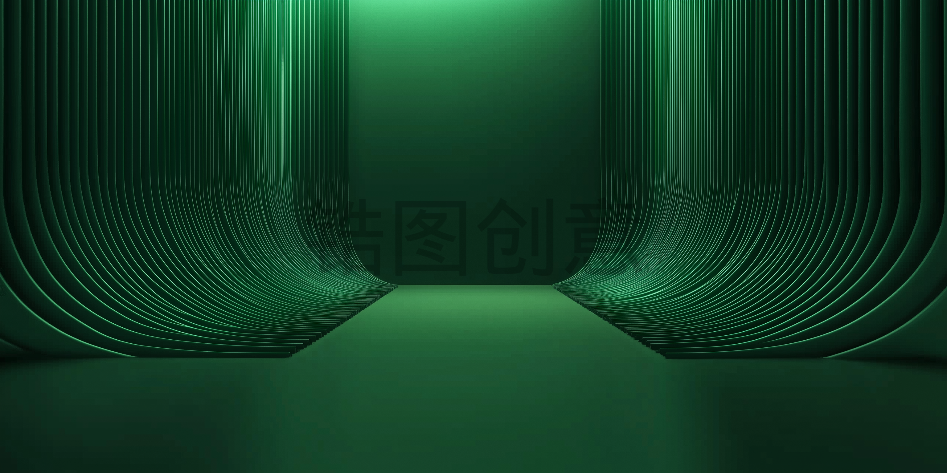 定设网-绿色曲线对称空间质感背景