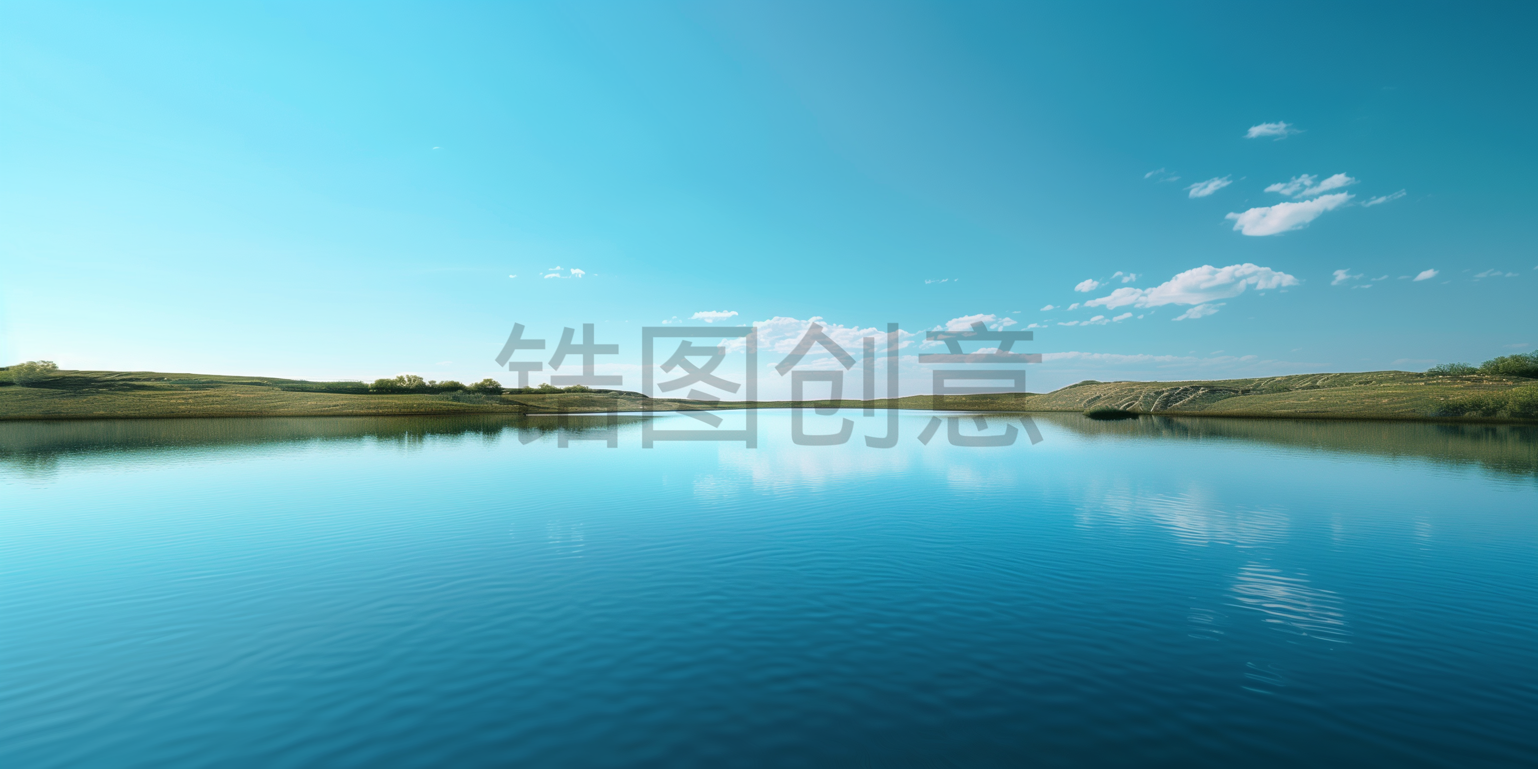 定设网-自然风光湖水蓝天白云背景