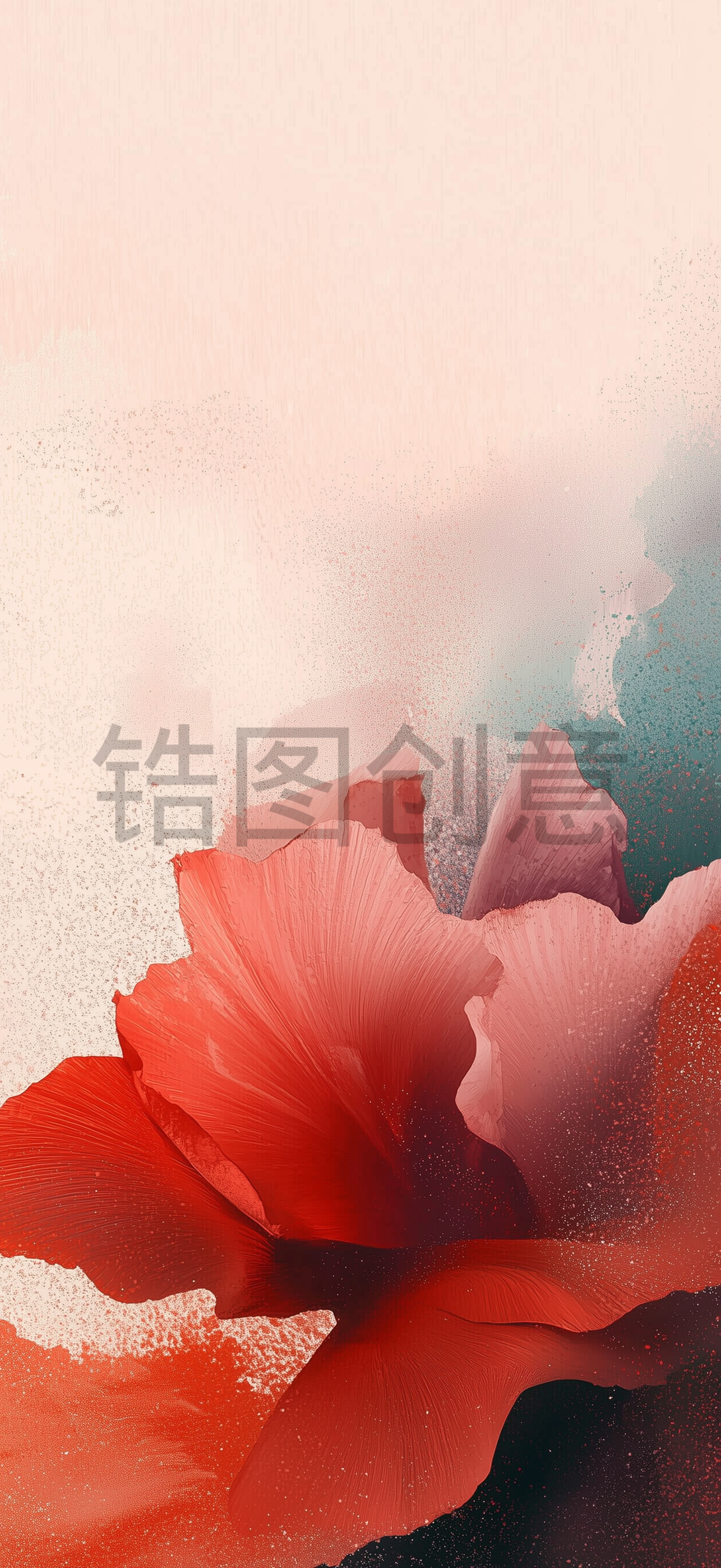 定设网-红色质感抽象花背景