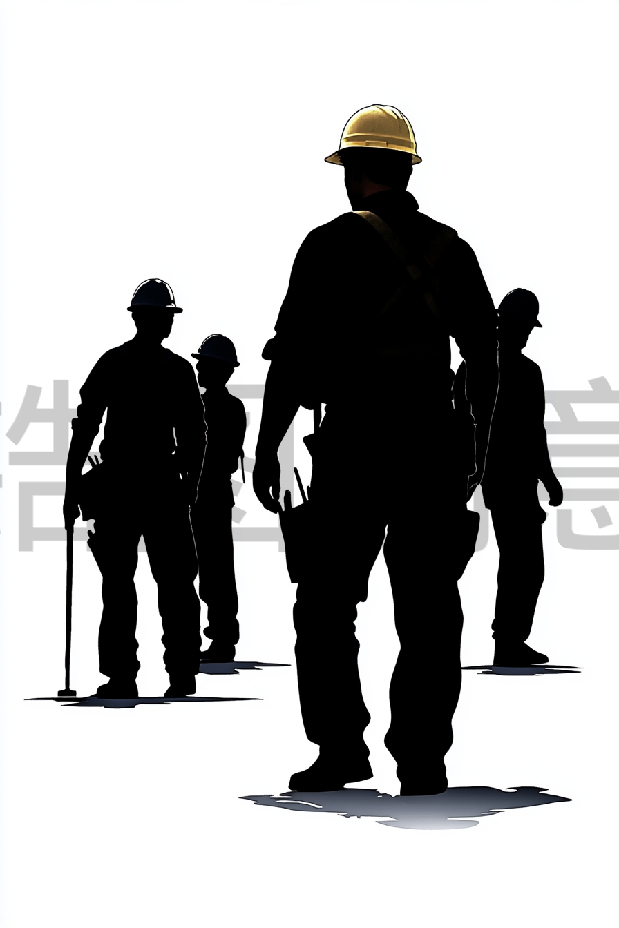 劳动节建筑工人蓝领剪影背景元素