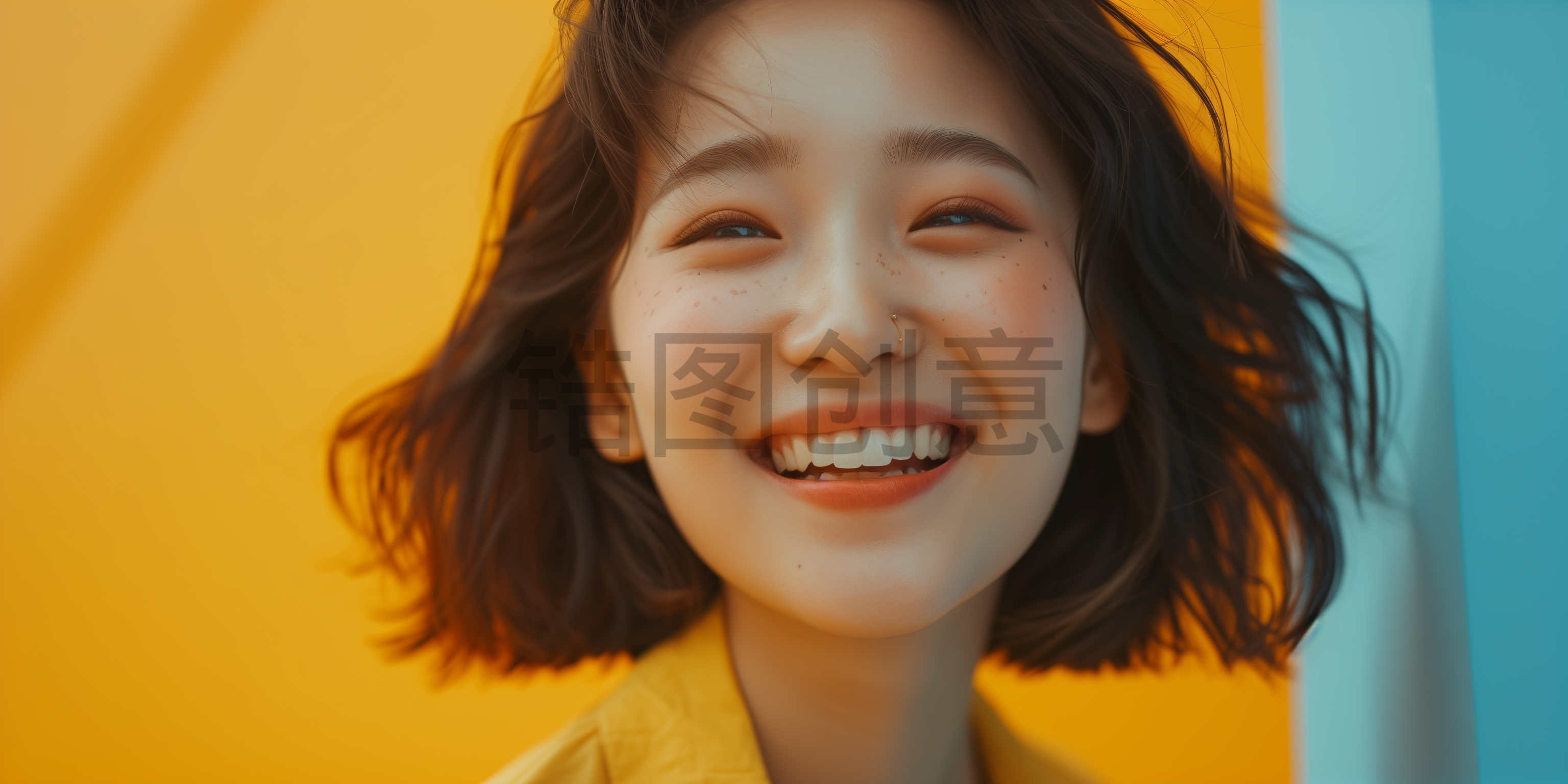 年轻微笑女孩女生人像人物模特