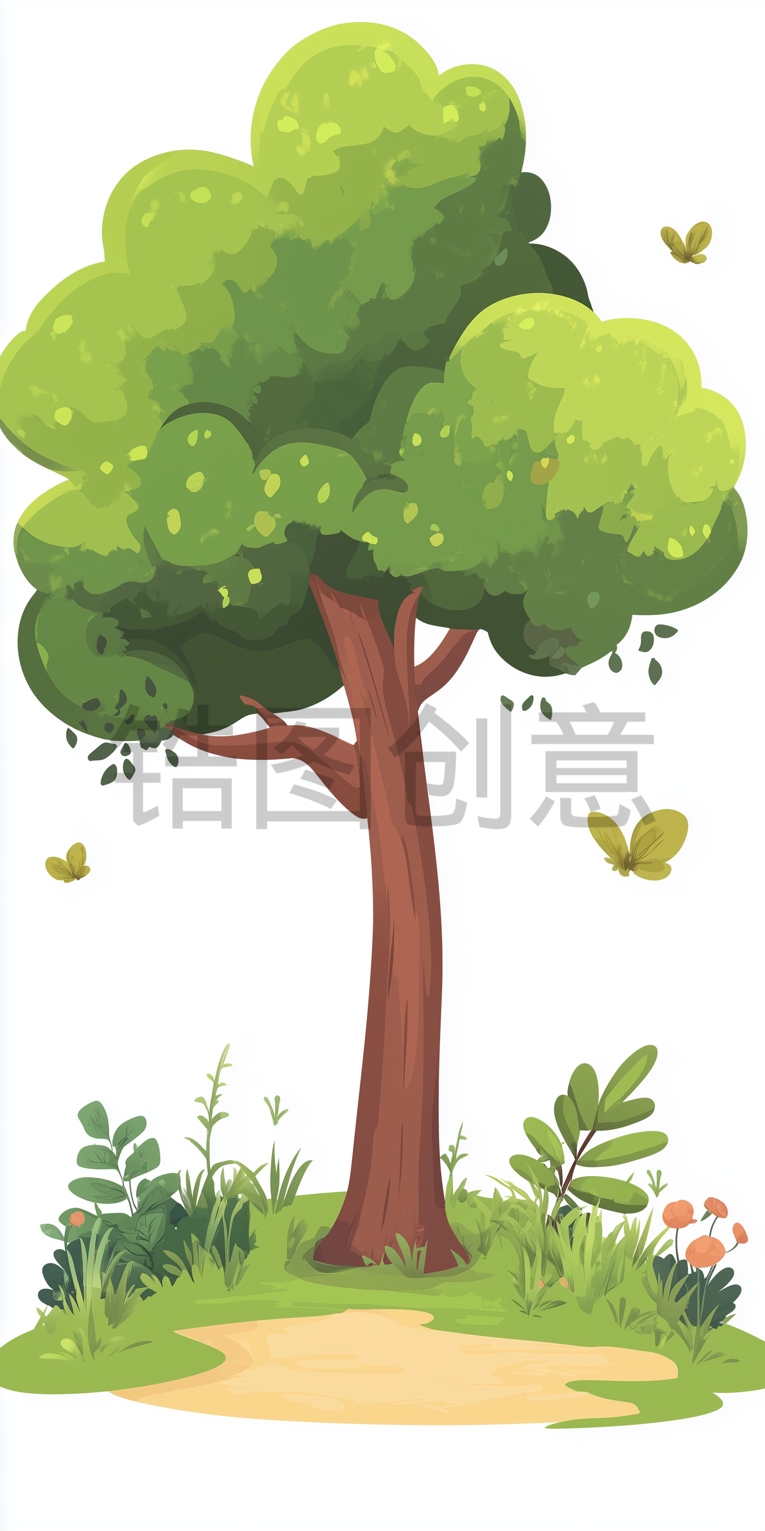 树木扁平插画元素