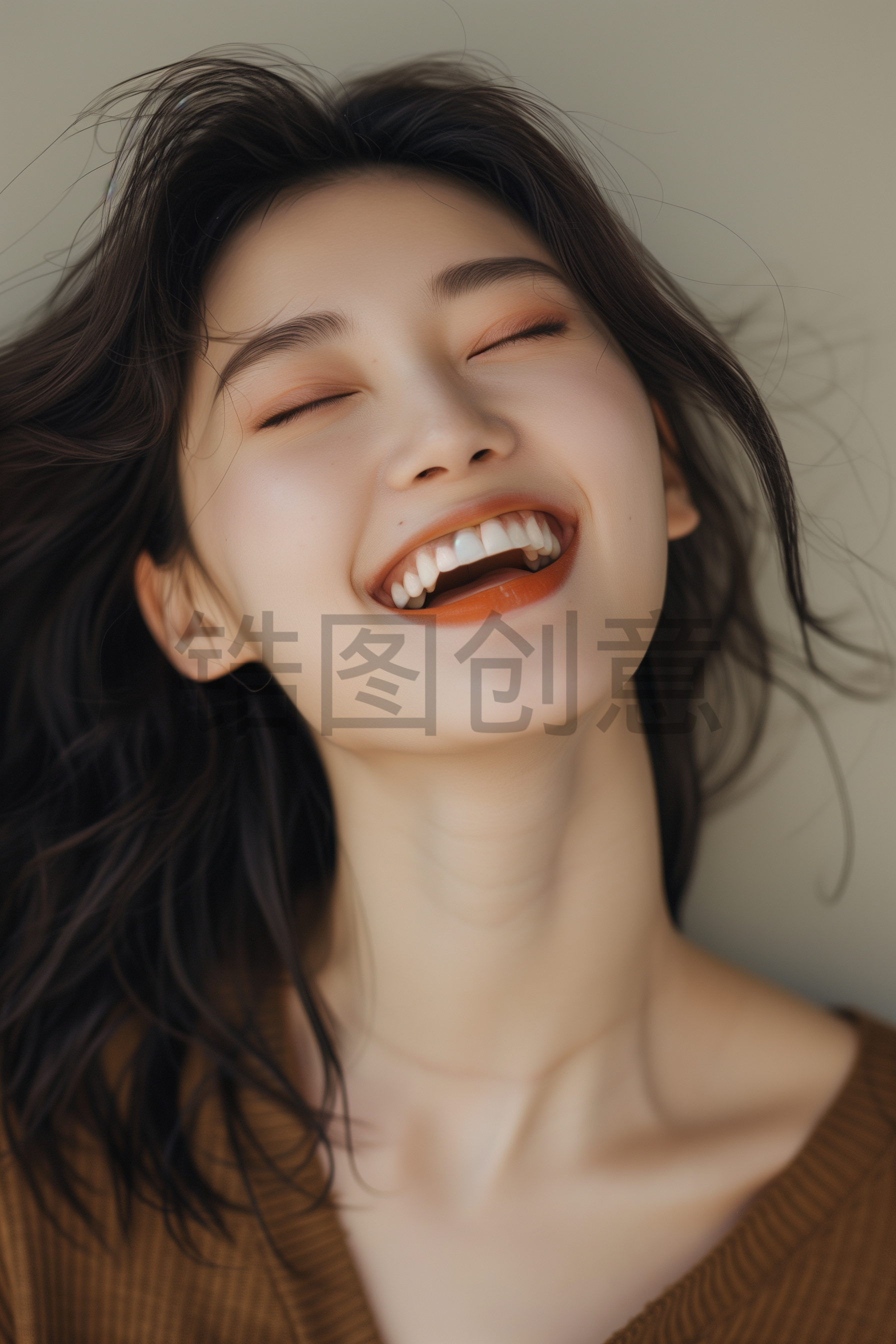 青春年轻微笑女生亚洲人像人物